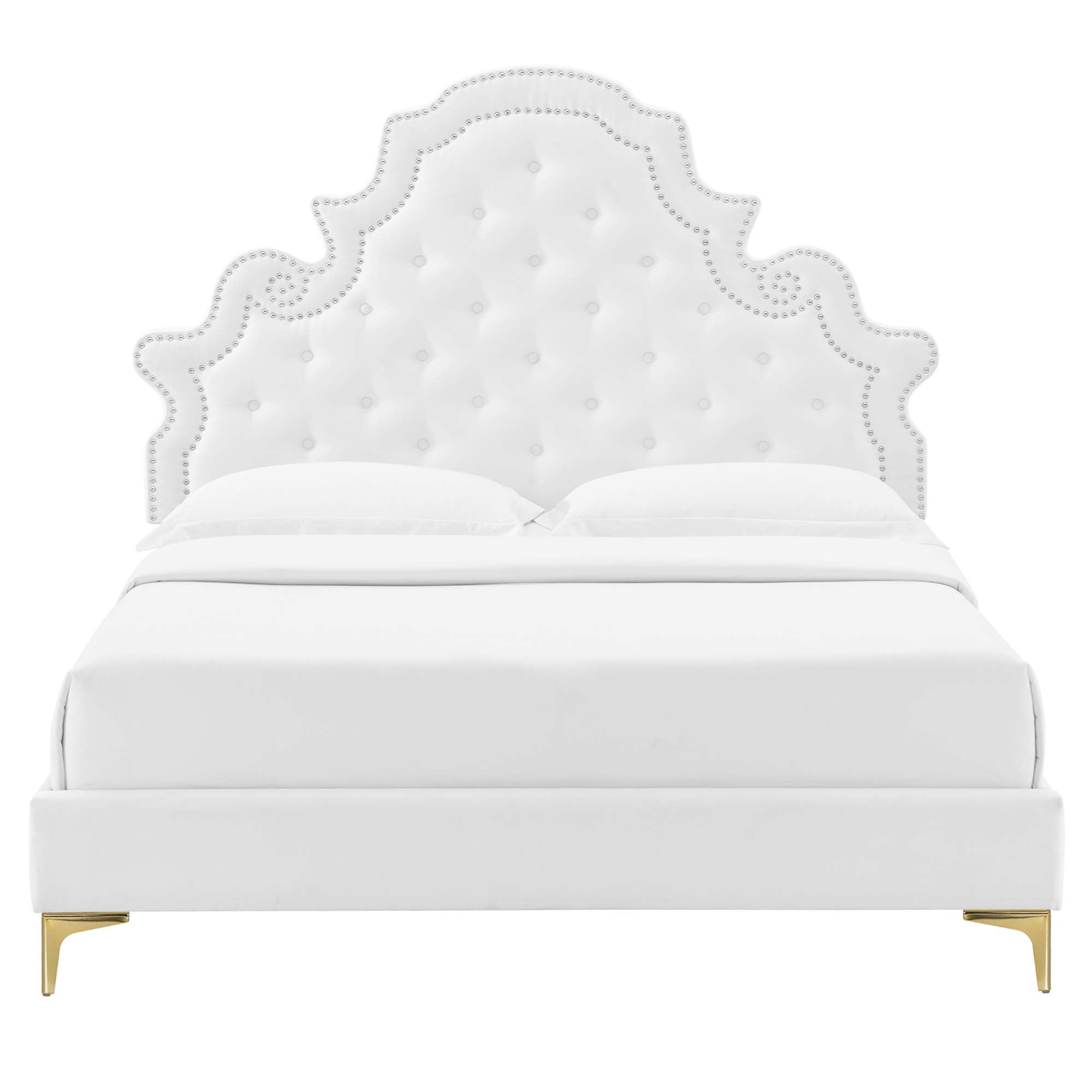 Gwyneth White Tufted Performance Velvet Twin Platform Bed