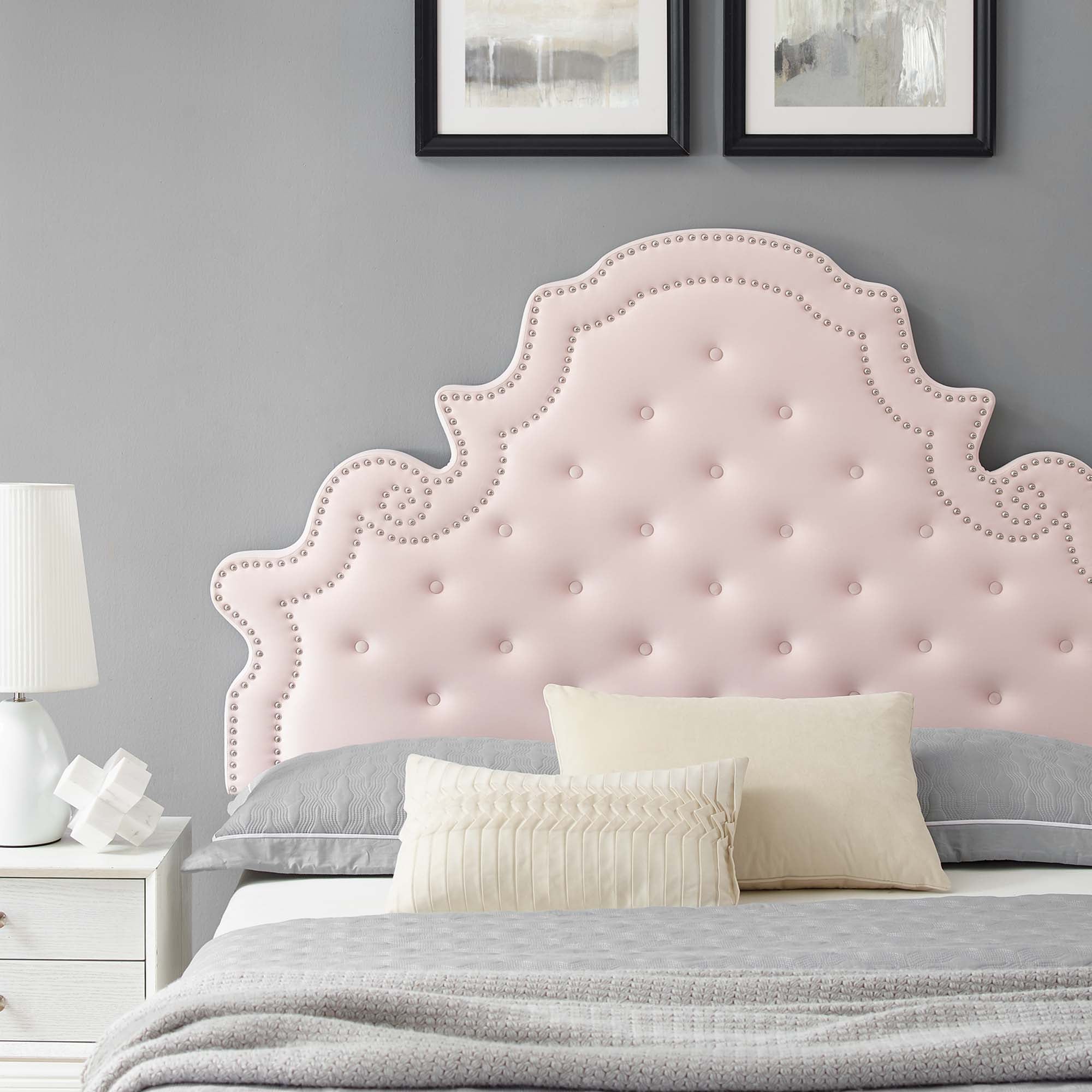 Gwyneth Pink Tufted Performance Velvet Twin Platform Bed