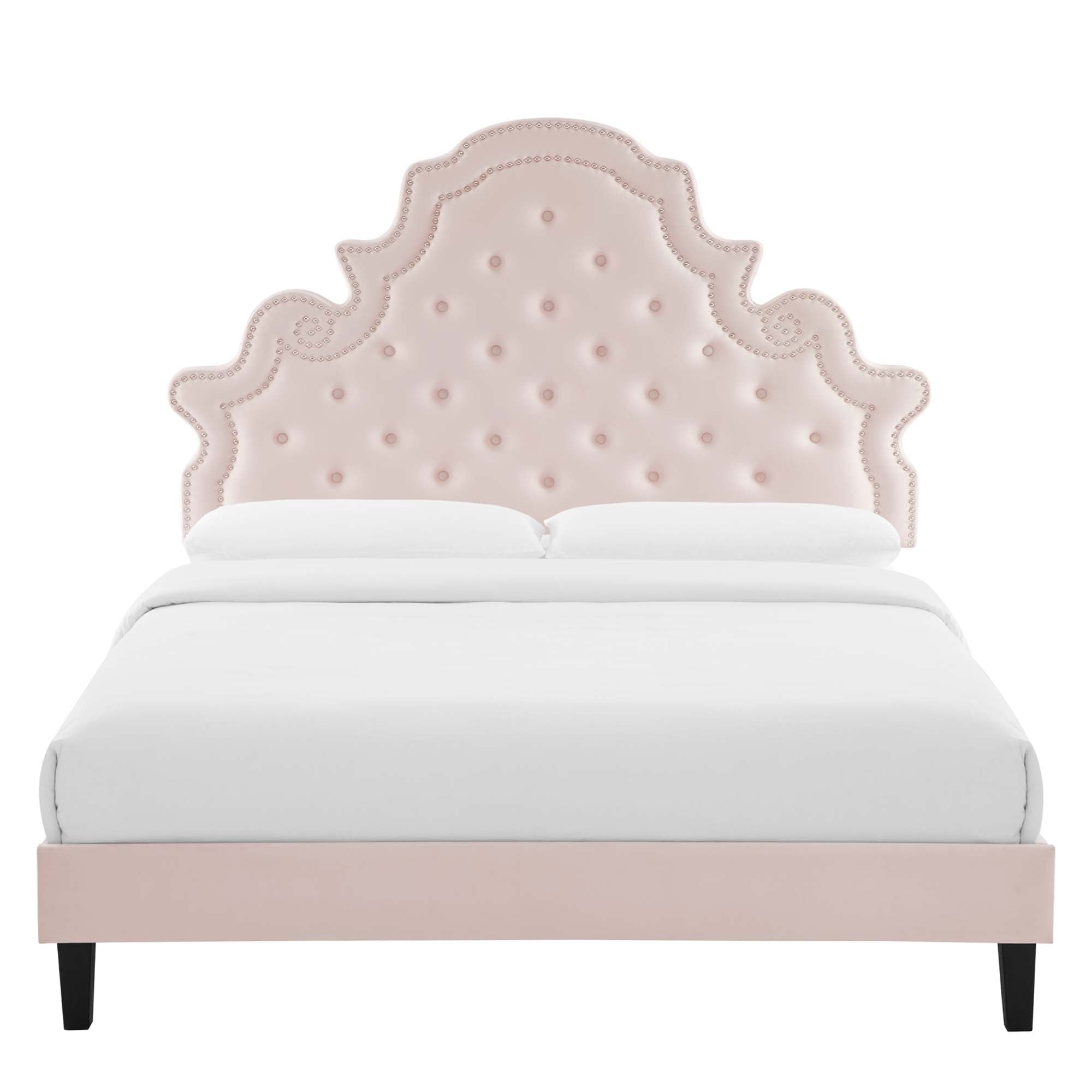 Gwyneth Pink Tufted Performance Velvet Twin Platform Bed