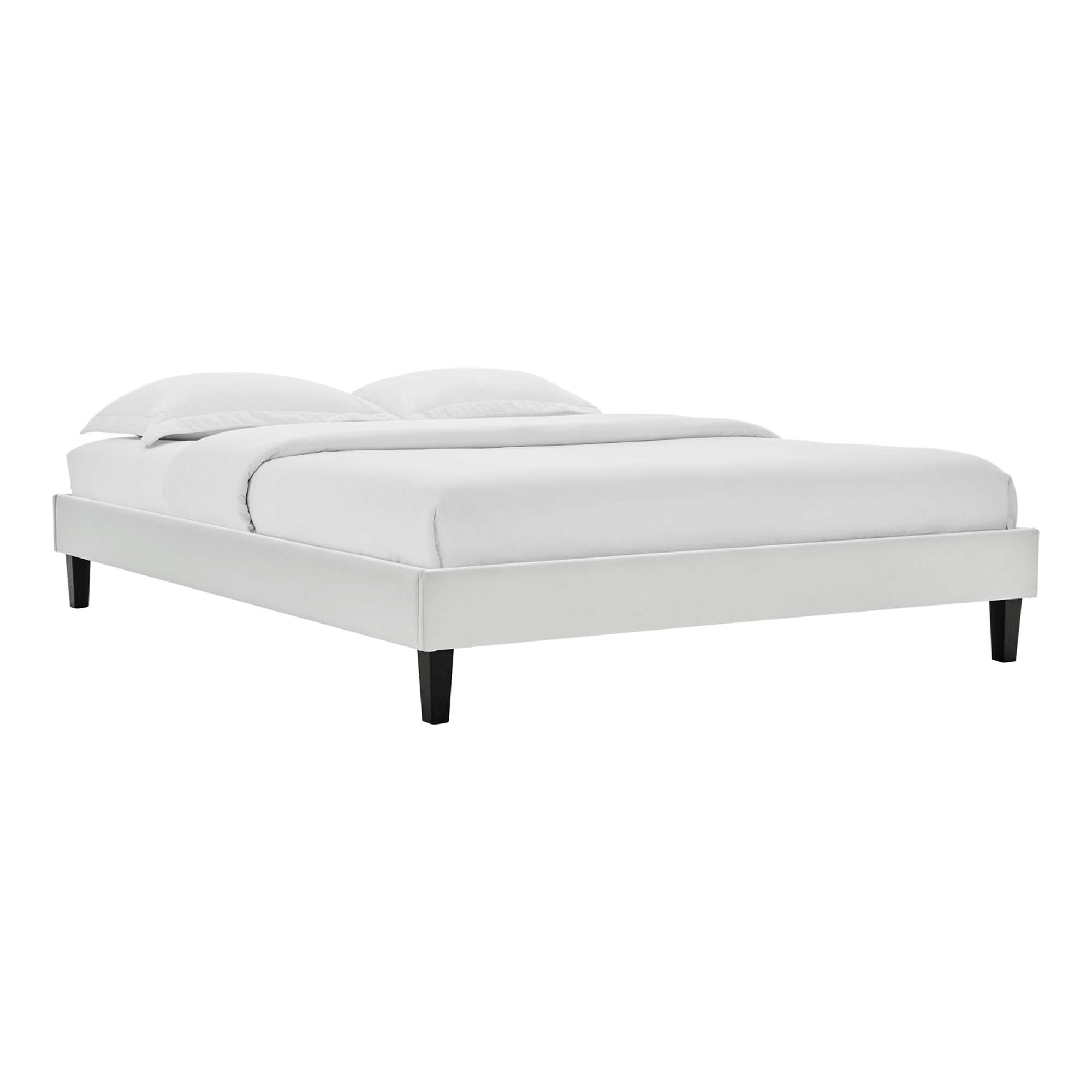 Theo King Performance Velvet Platform Bed  Tufted Upholstered with Nailhead Trim