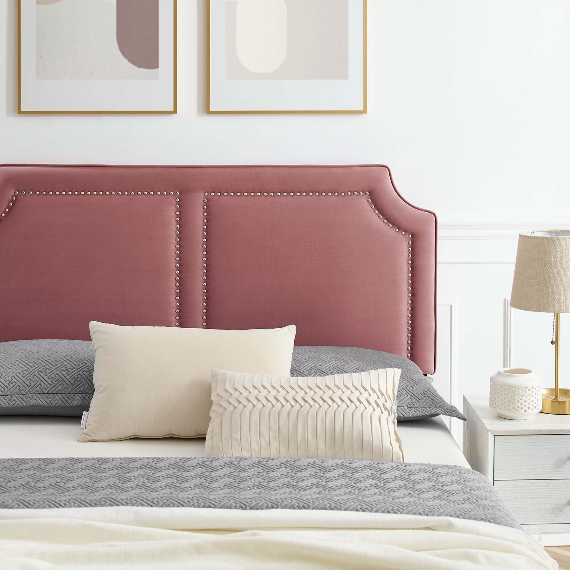 Novi Dusty Rose Performance Velvet Twin Bed