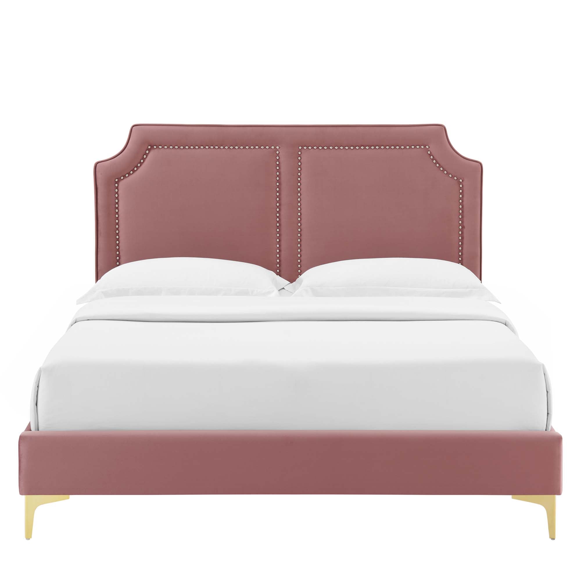 Novi Dusty Rose Performance Velvet Twin Bed