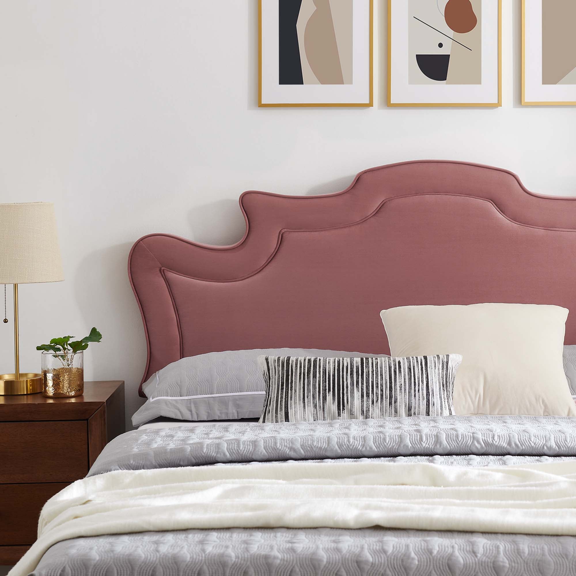 Neena Dusty Rose Performance Velvet Twin Bed