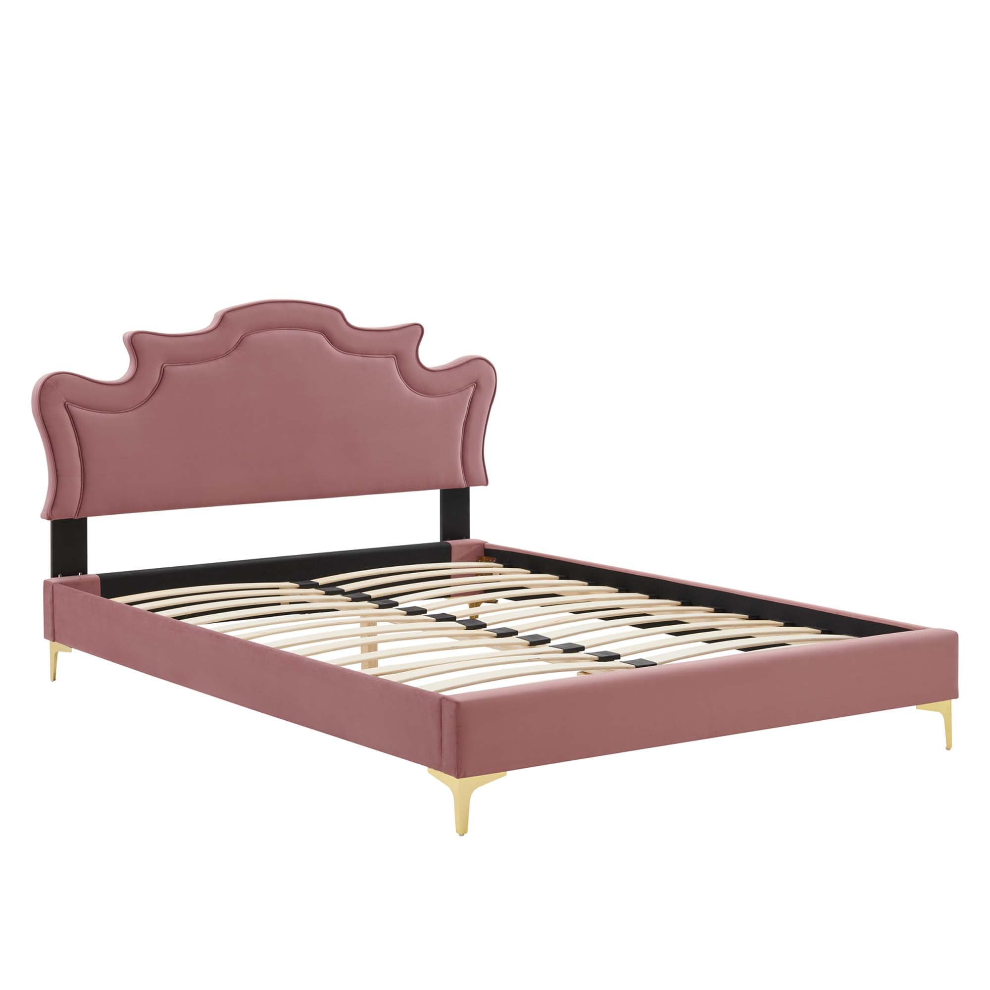 Neena Dusty Rose Performance Velvet Twin Bed