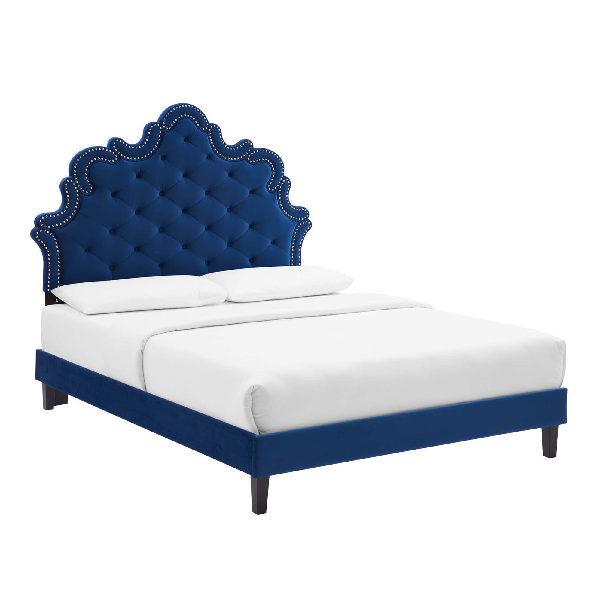 Sasha White Button-Tufted Performance Velvet Twin Bed