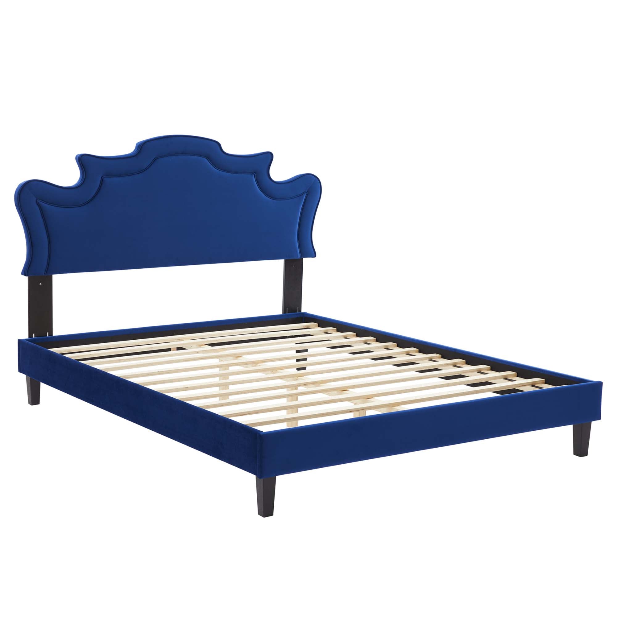 Neena Navy Performance Velvet Twin Bed