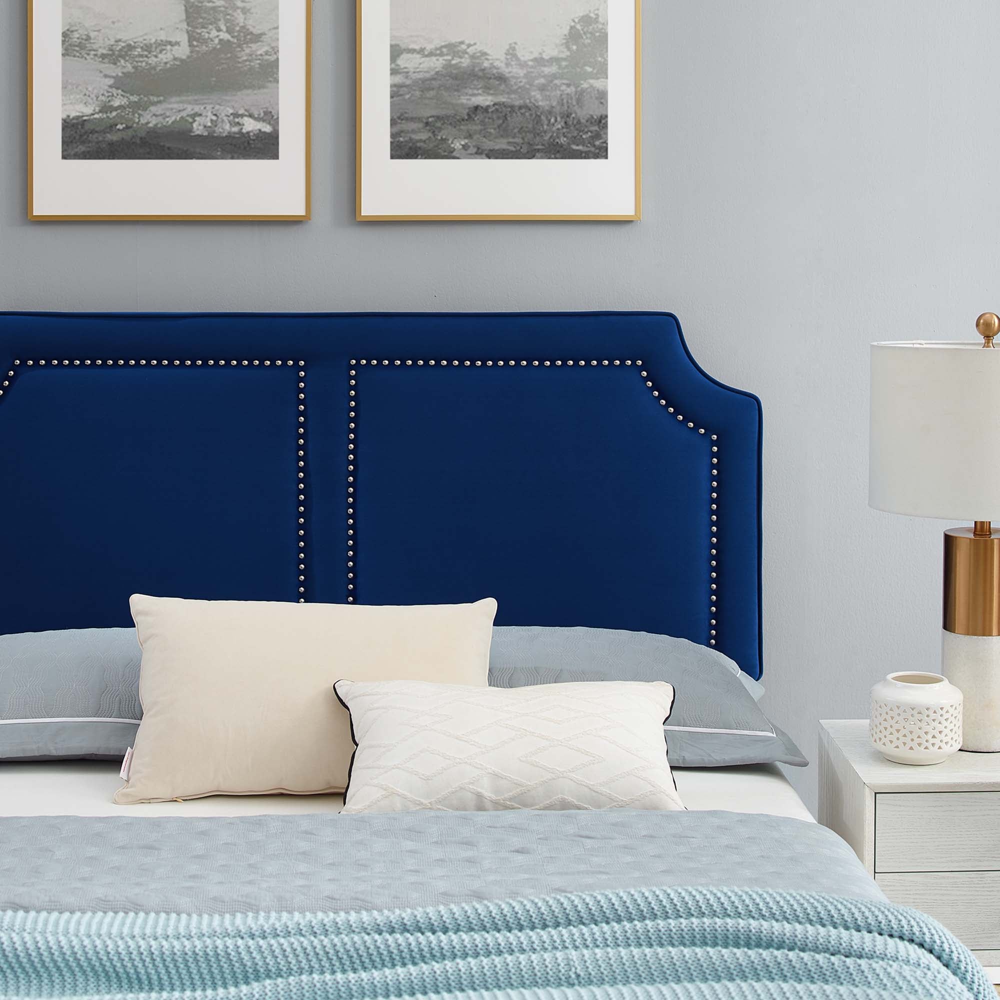 Novi Navy Performance Velvet Full Bed