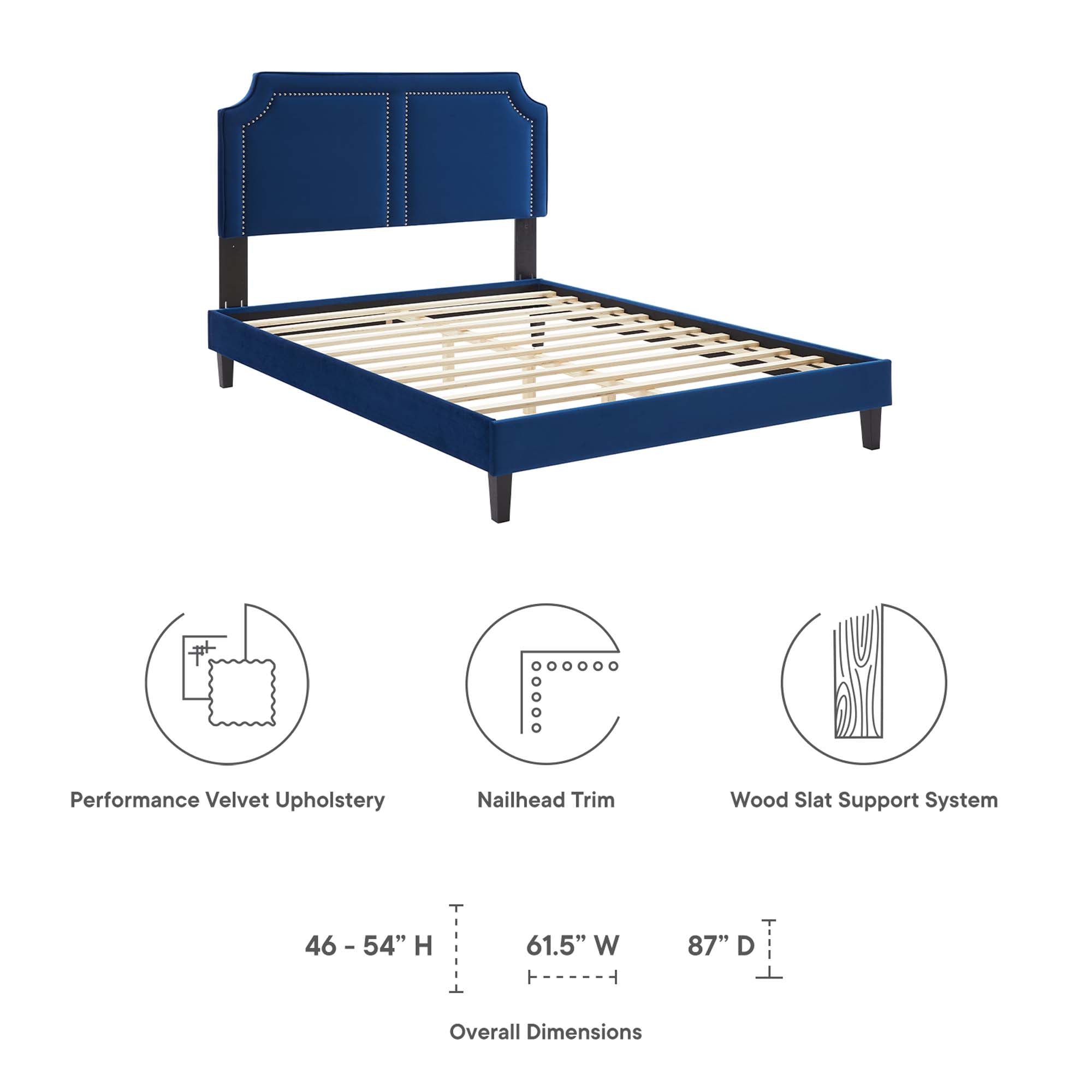 Novi Navy Performance Velvet Full Bed