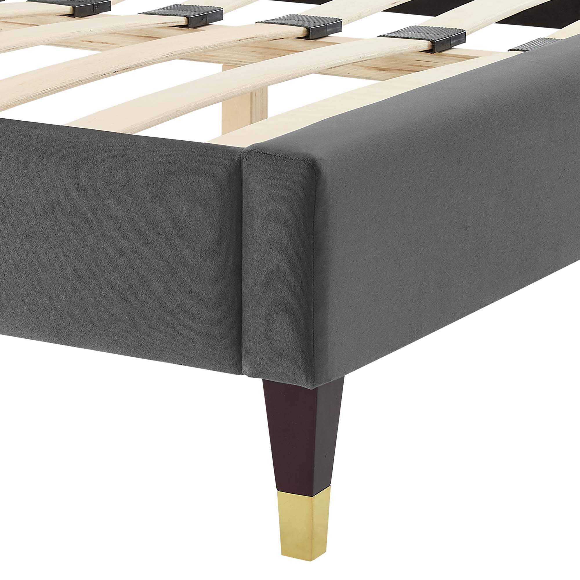 Sasha Charcoal Button-Tufted Performance Velvet King Bed