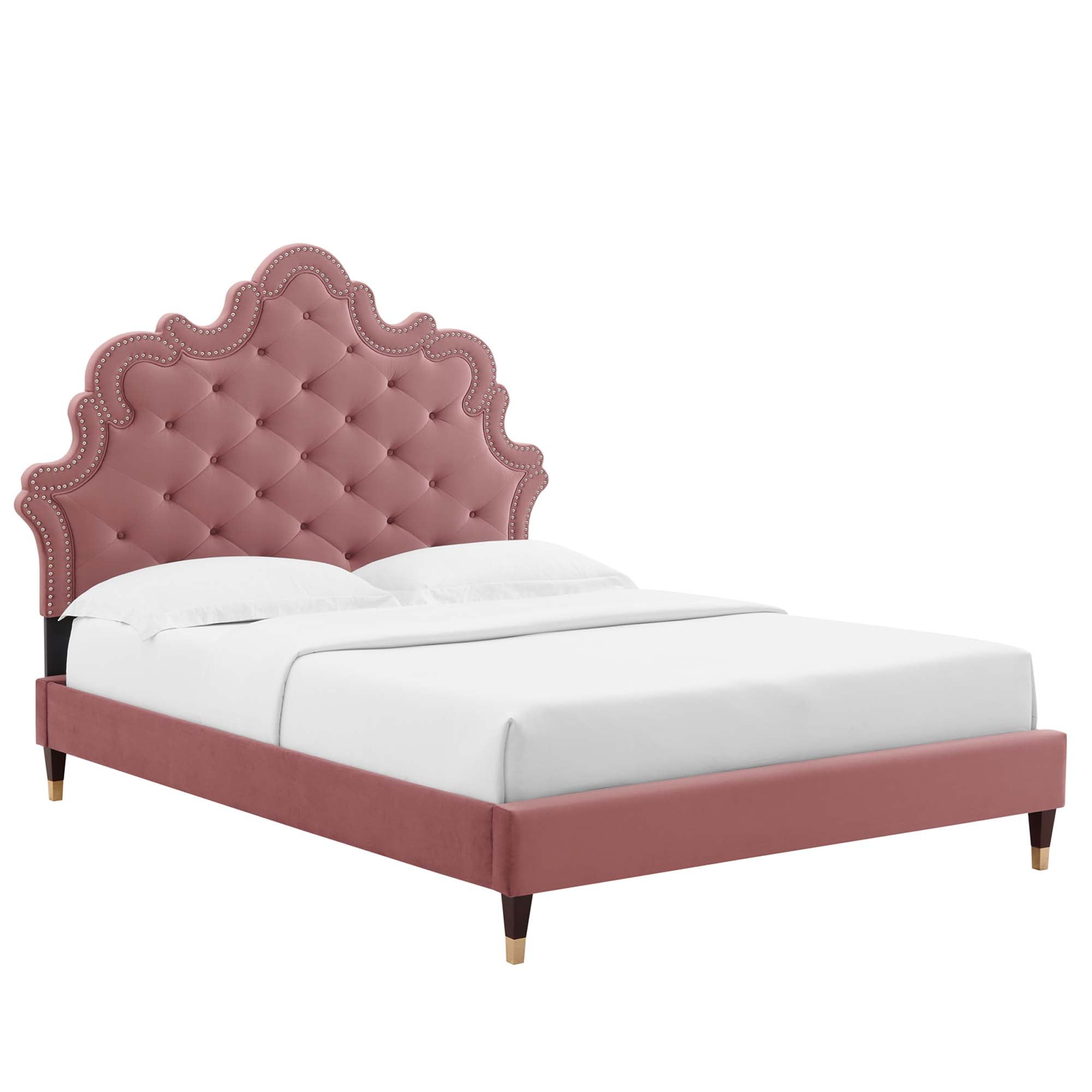 Sasha Charcoal Button-Tufted Performance Velvet King Bed