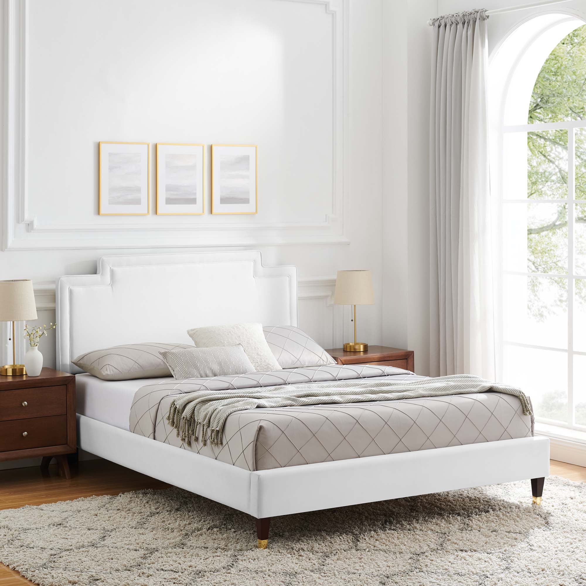 Liva White Performance Velvet King Bed