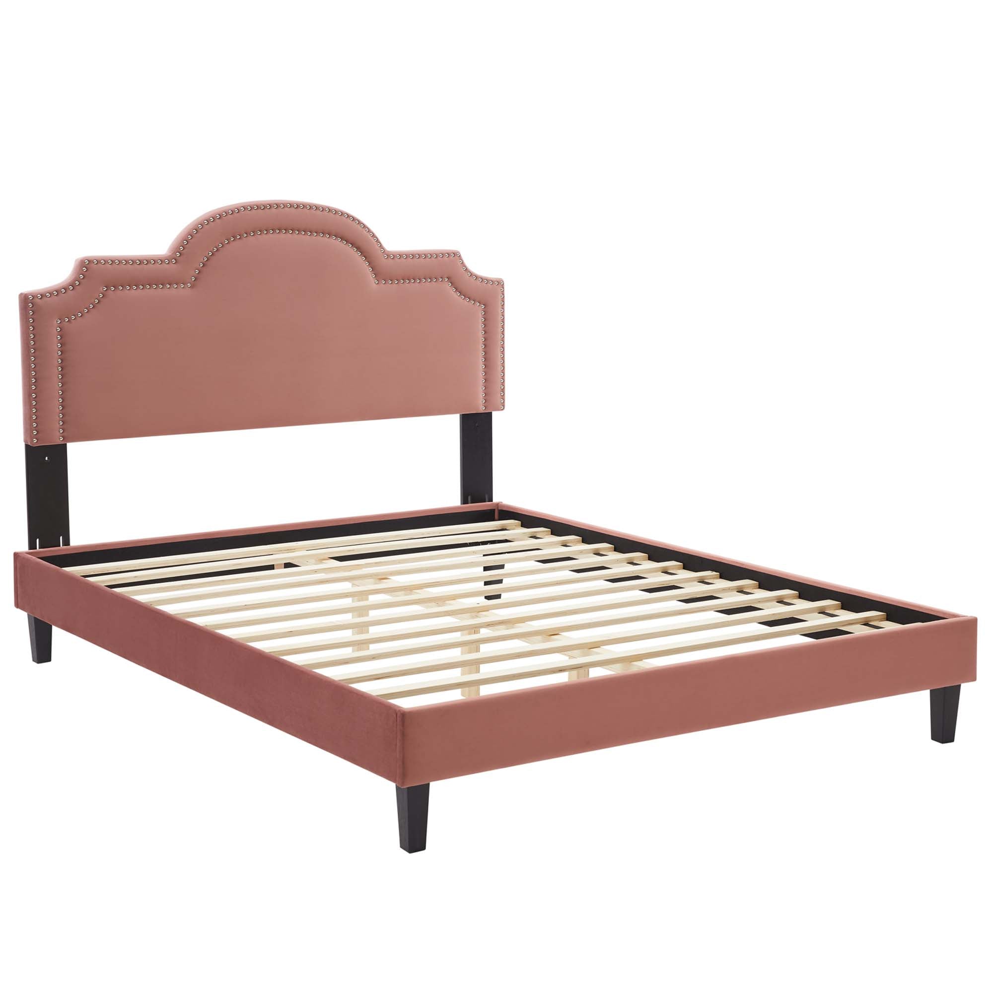Sornis Performance Velvet King Platform Bed Frame  Dusty Rose MDF Construction