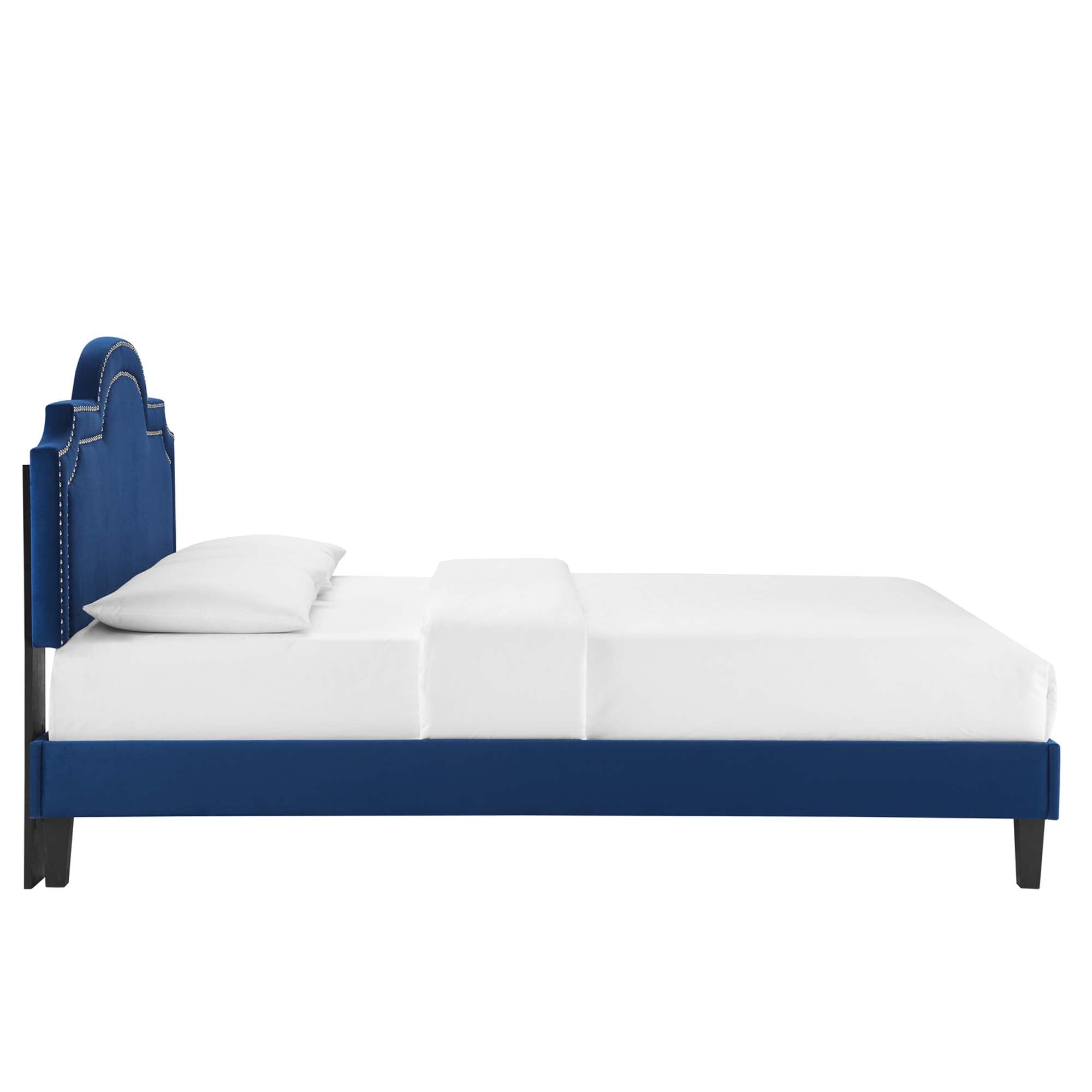 Aviana Performance Velvet King Bed, Navy