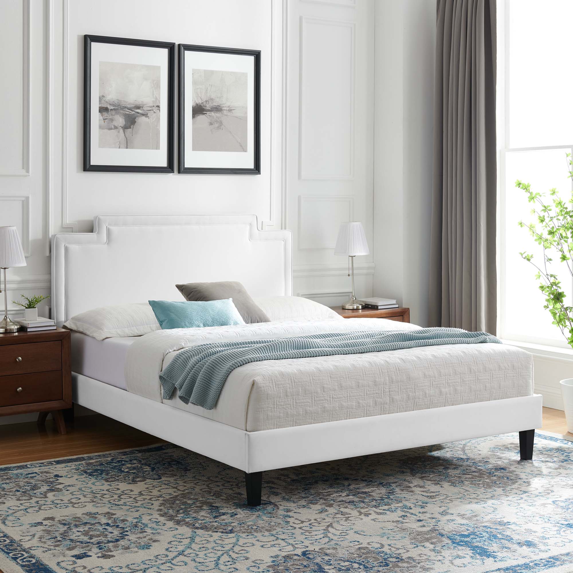 Liva White Performance Velvet King Bed