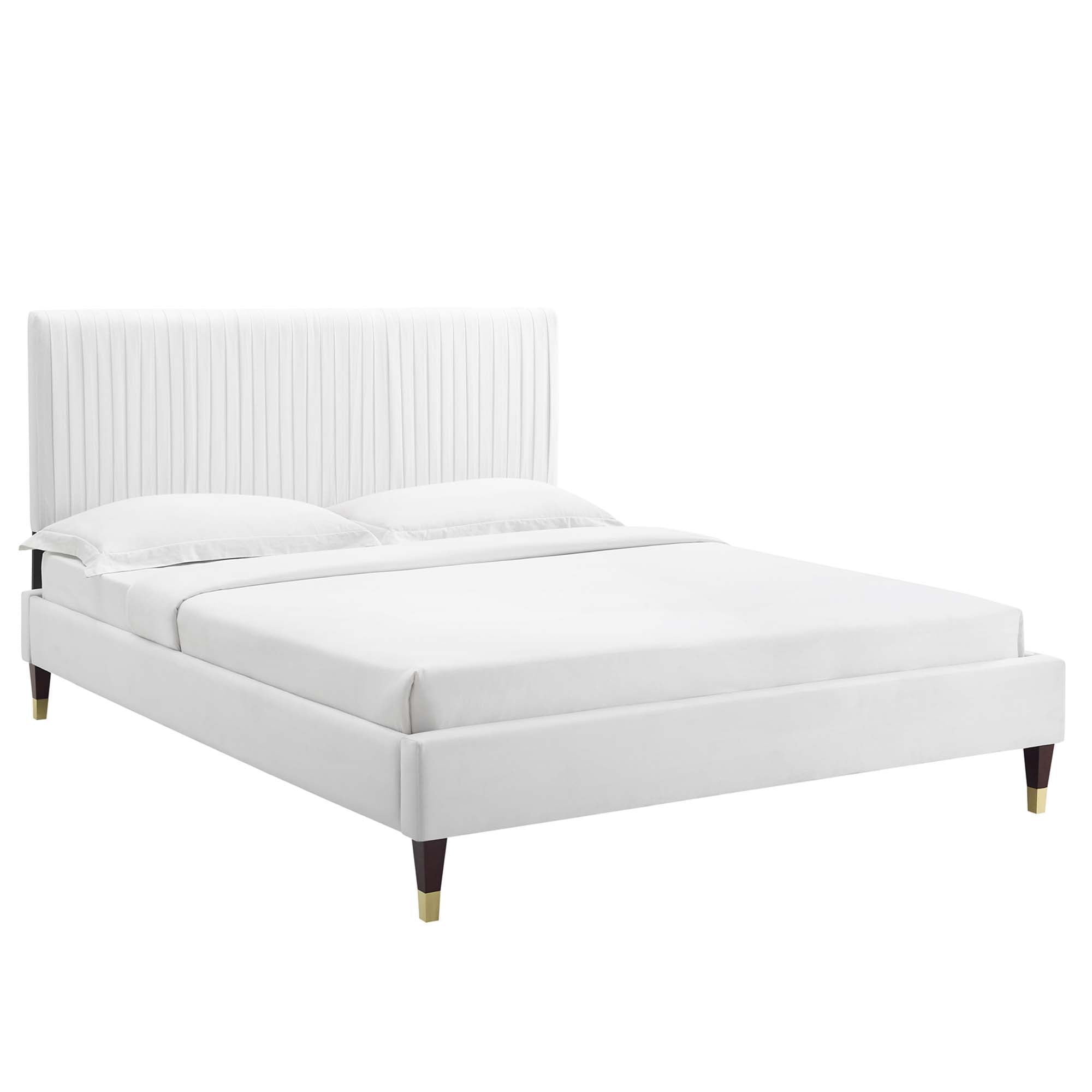 Peyton White Performance Velvet Twin Platform Bed