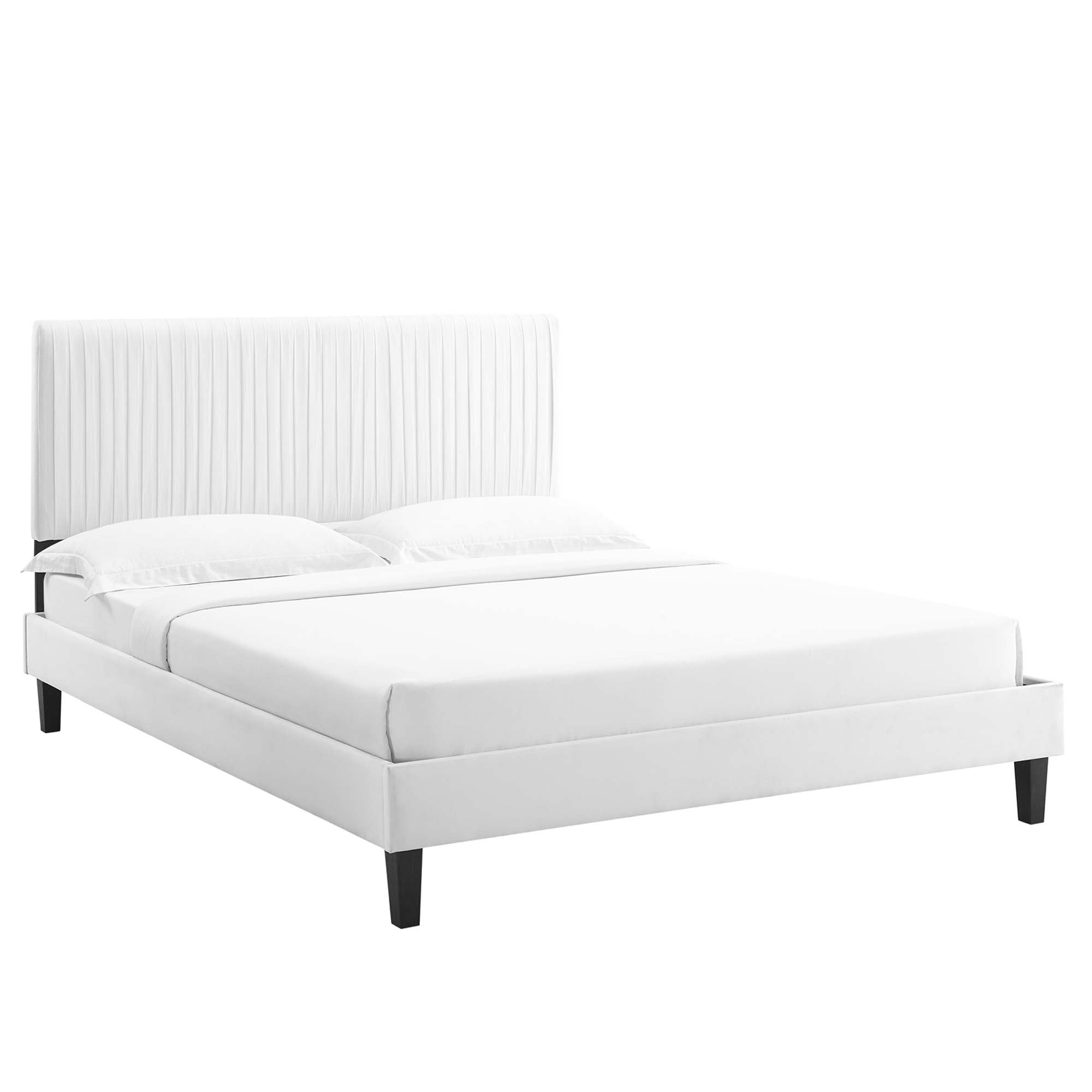 Peyton White Performance Velvet Twin Platform Bed