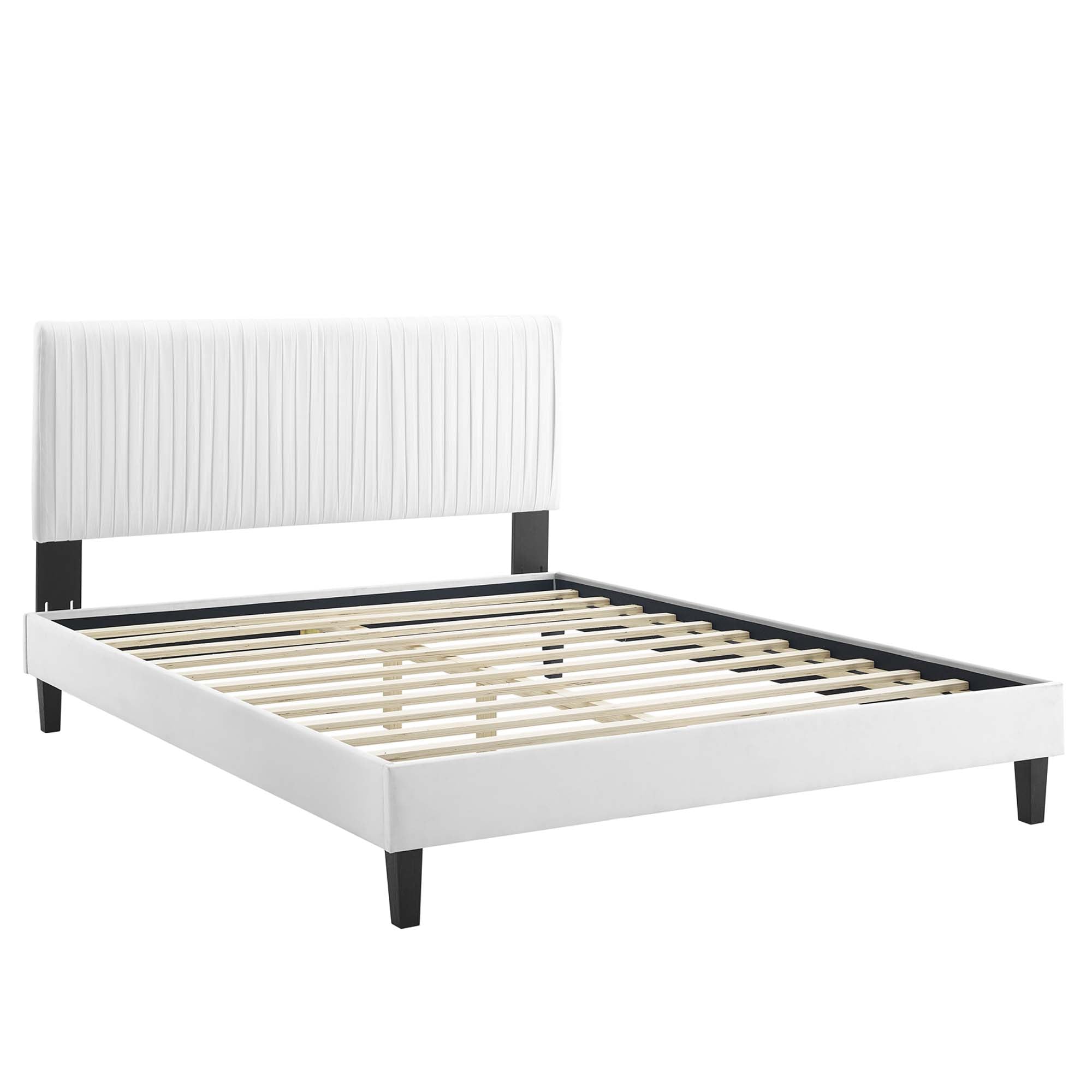 Peyton White Performance Velvet Twin Platform Bed