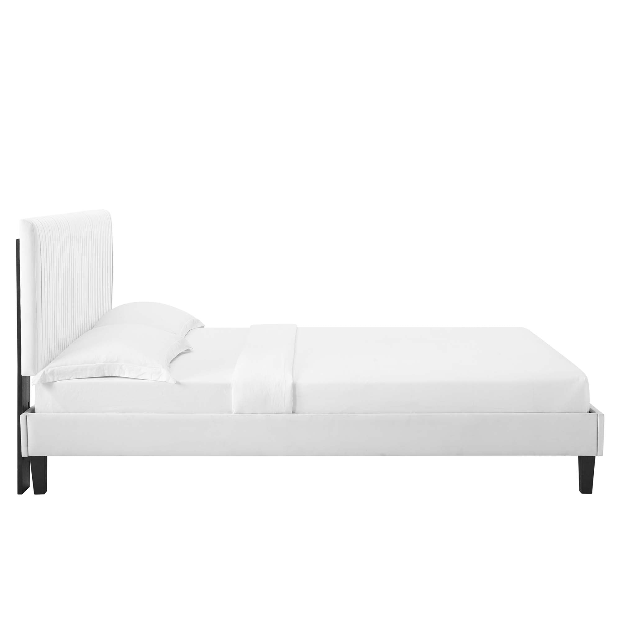 Peyton White Performance Velvet Twin Platform Bed