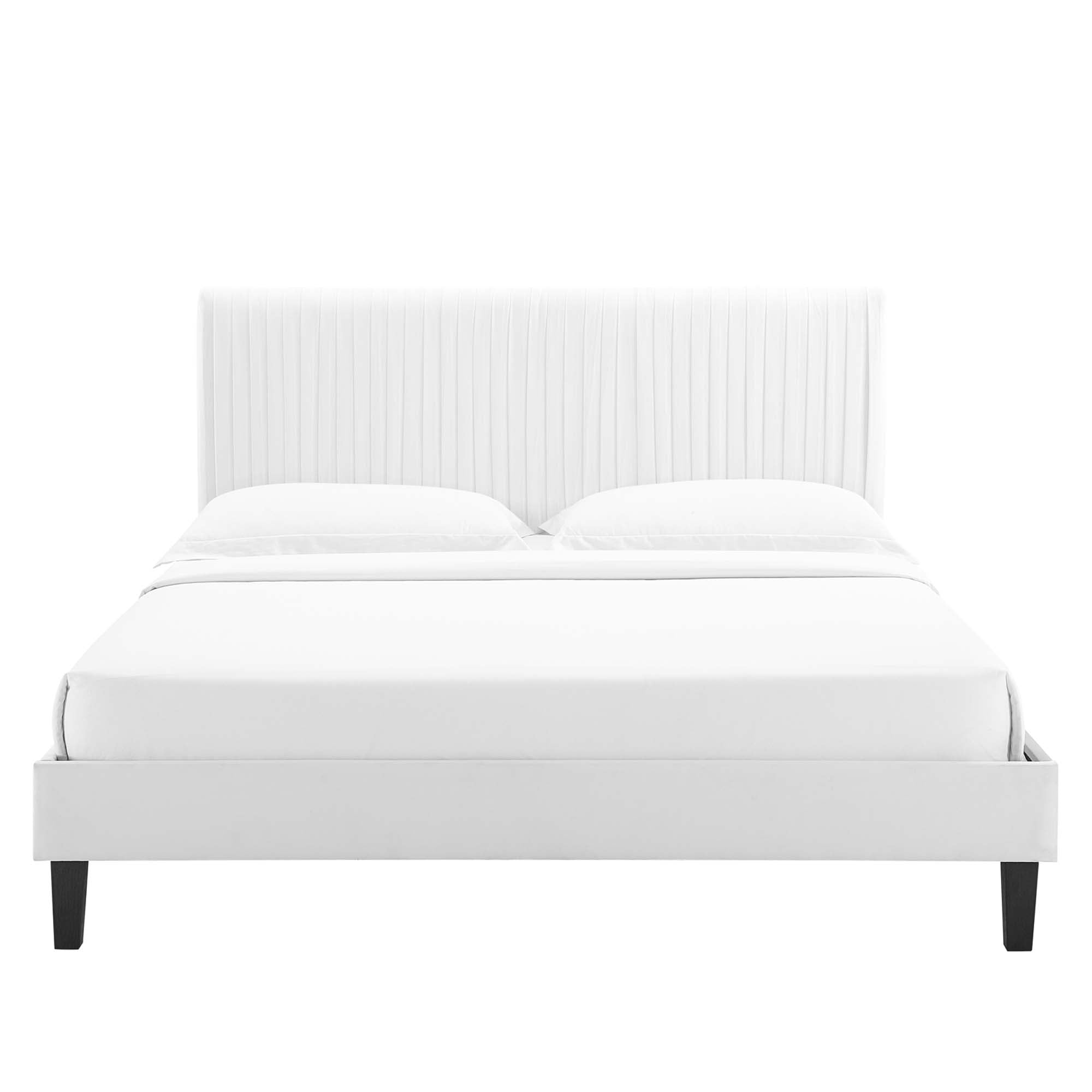 Peyton White Performance Velvet Twin Platform Bed