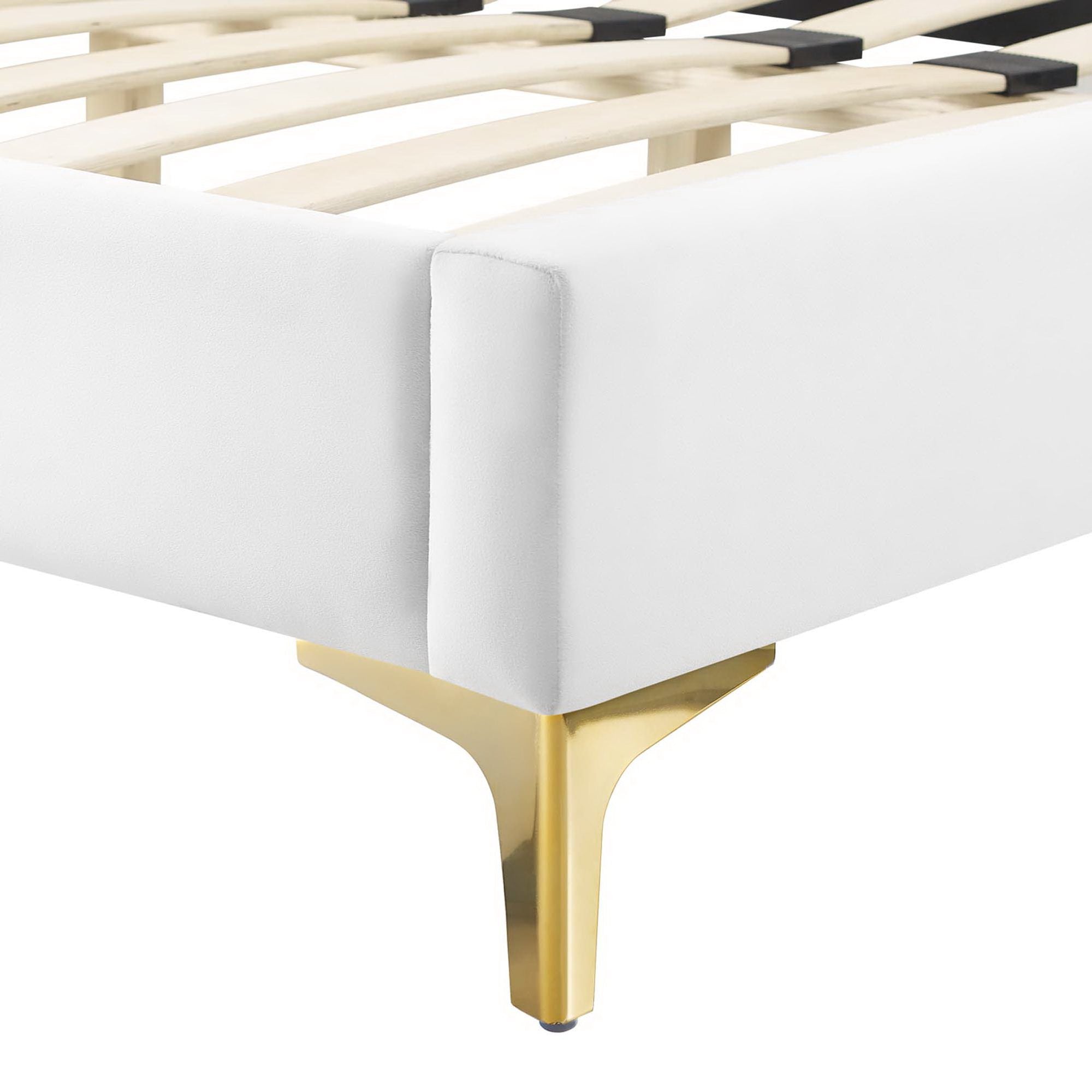 Peyton White Performance Velvet Full Platform Bed