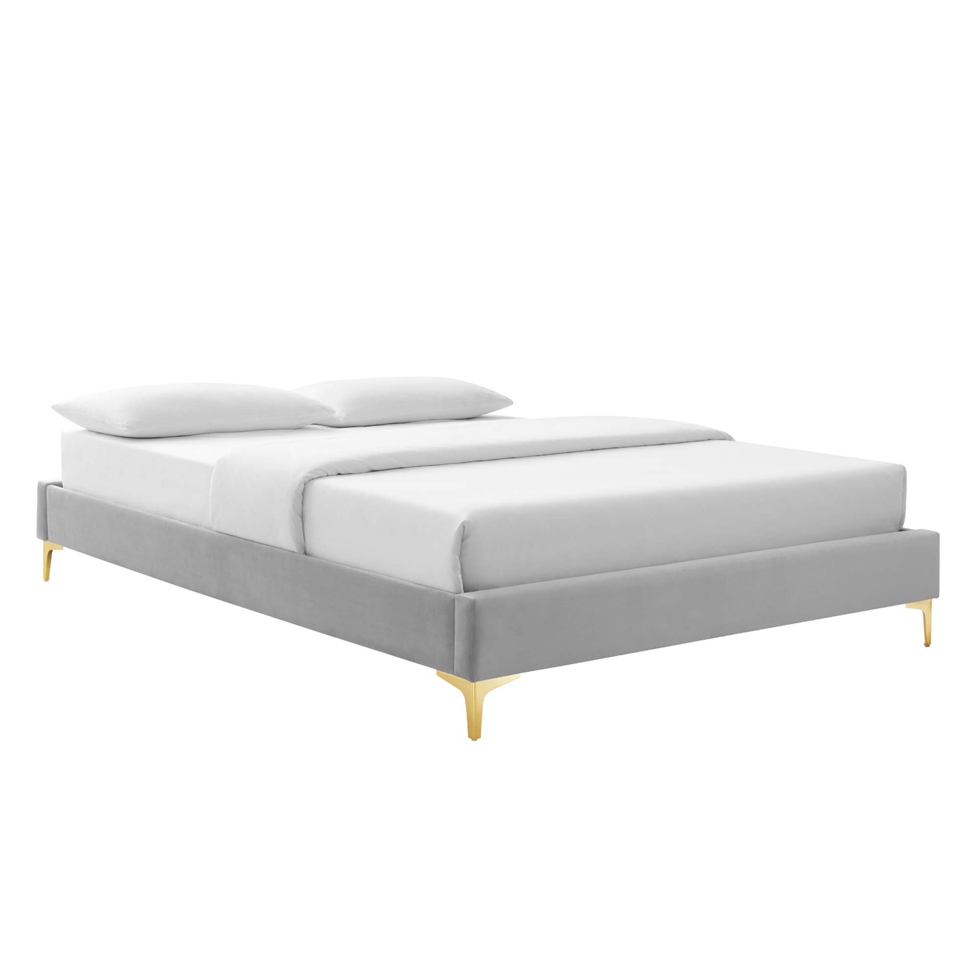 Elise Light Grey Twin Performance Velvet Platform Bed