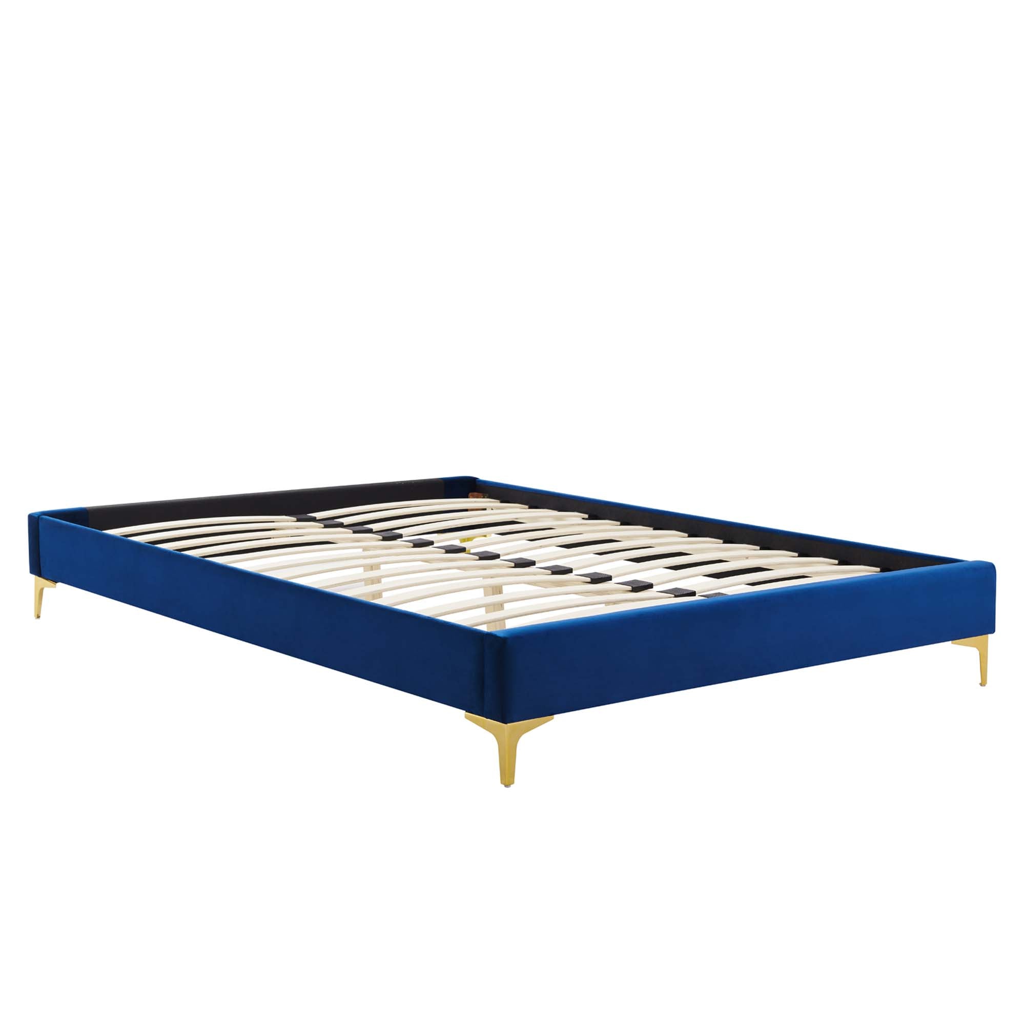 Elise Navy Full Performance Velvet Platform Bed