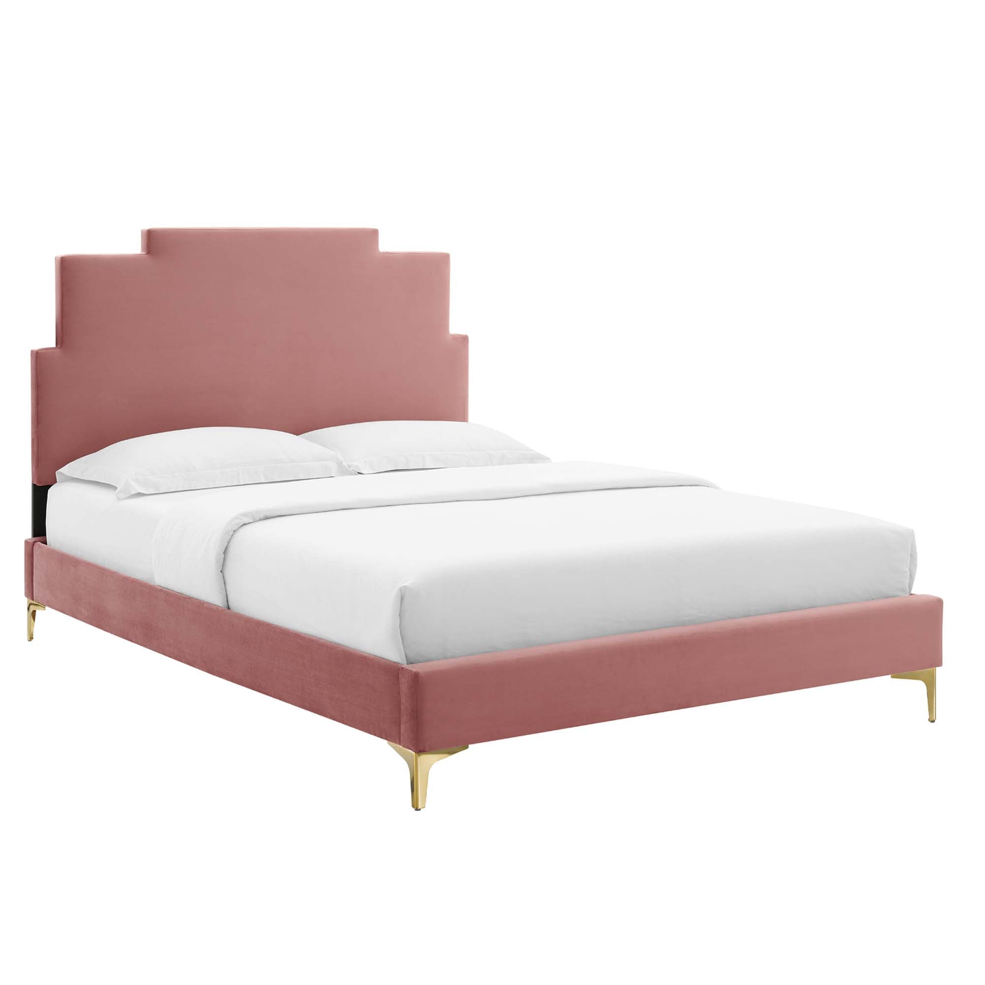 Lindsey Light Gray Performance Velvet Twin Platform Bed