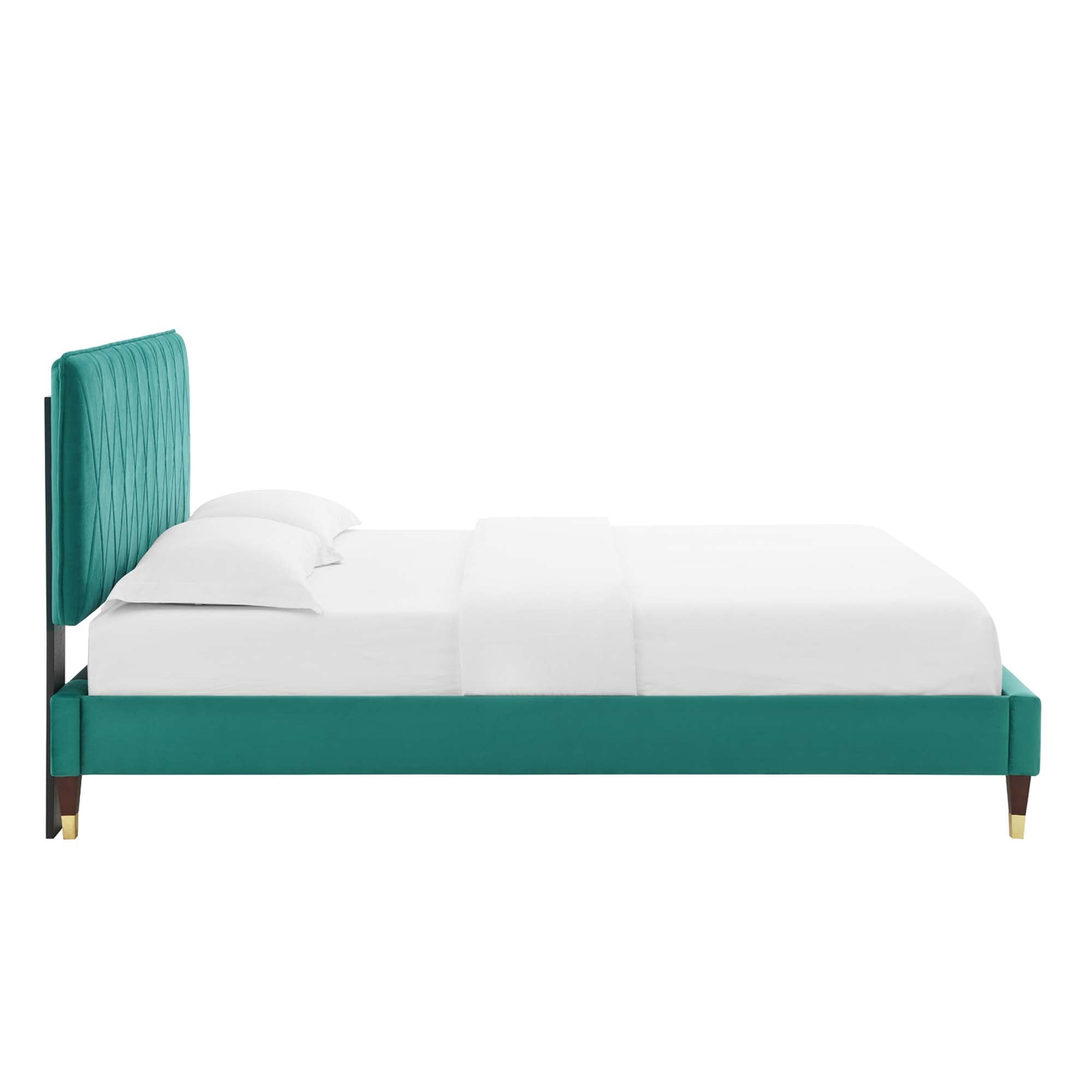 Phillipa Teal Performance Velvet Twin Platform Bed