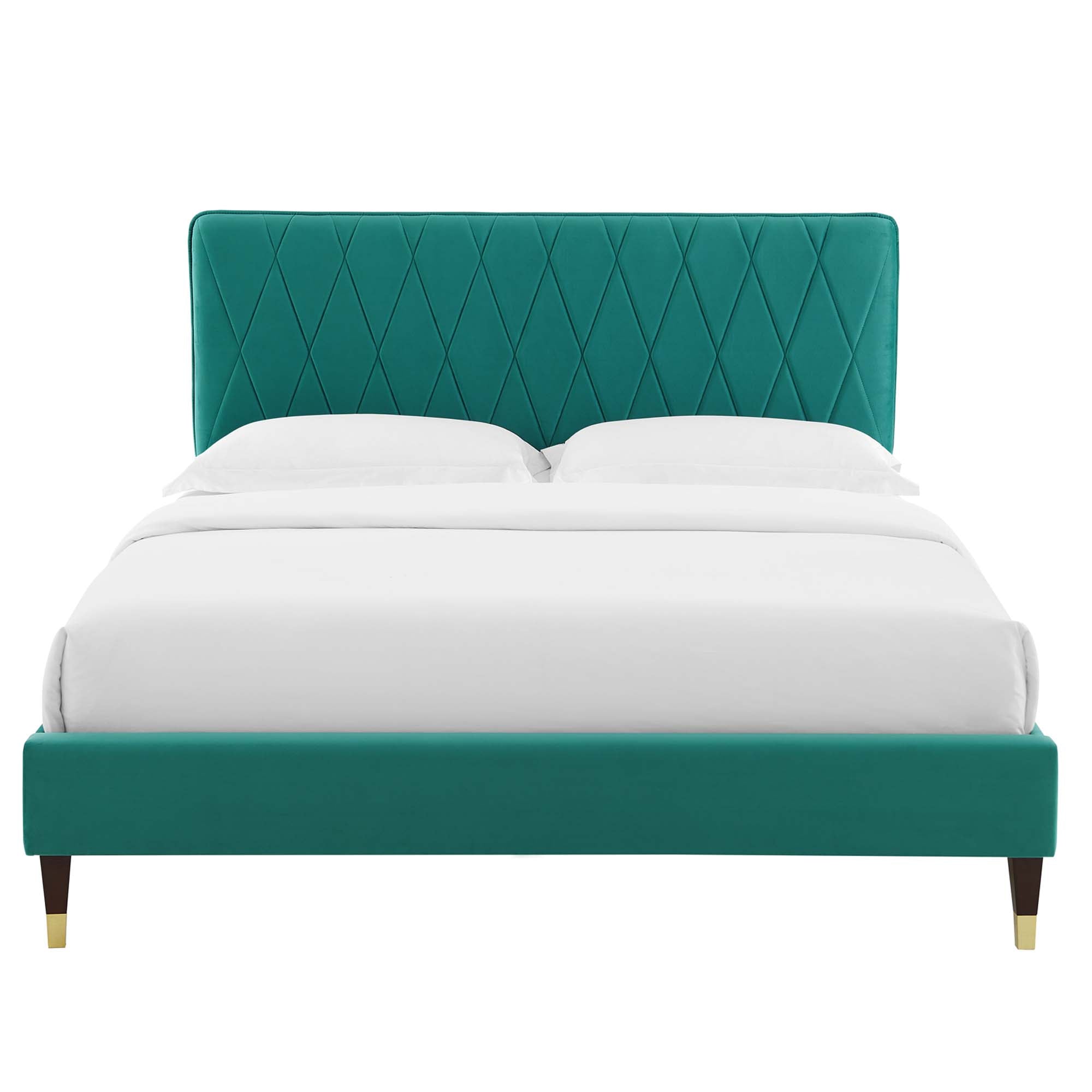 Phillipa Teal Performance Velvet Twin Platform Bed