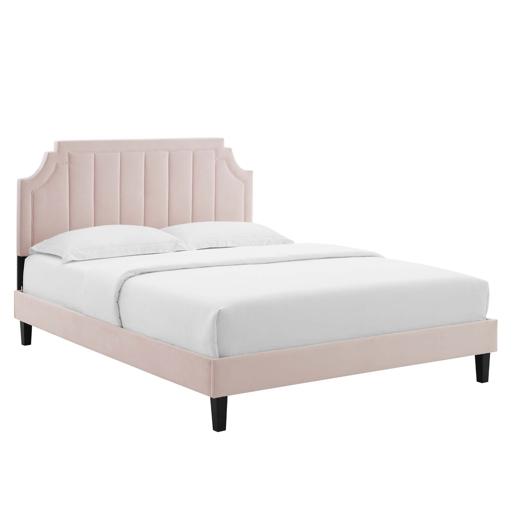 Sienna White Performance Velvet Twin Platform Bed