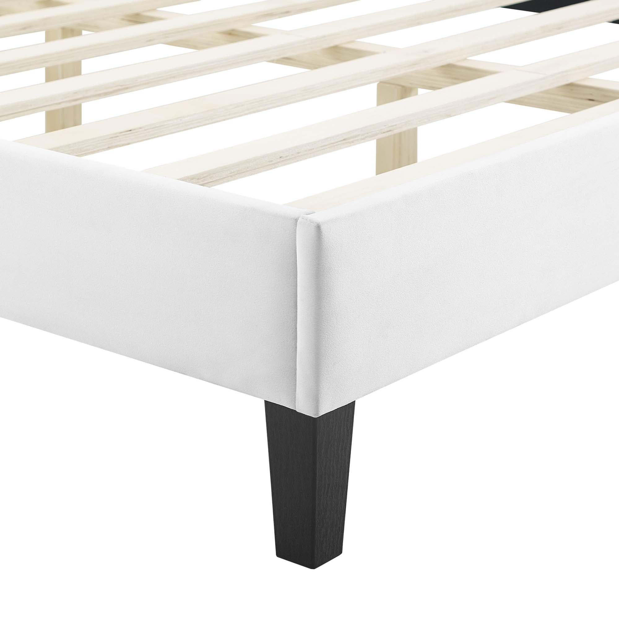 Sienna White Performance Velvet Twin Platform Bed