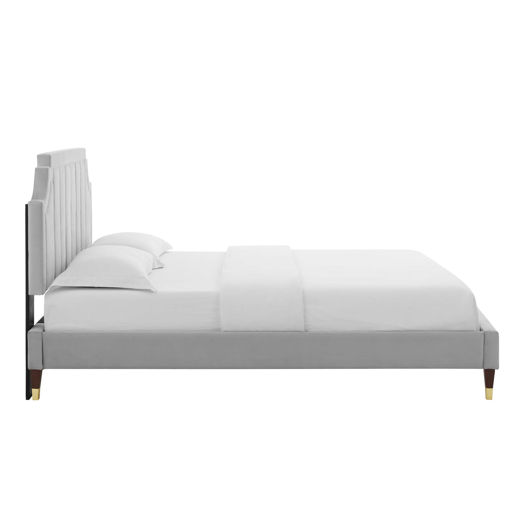 Sienna Light Grey Performance Velvet Full Platform Bed