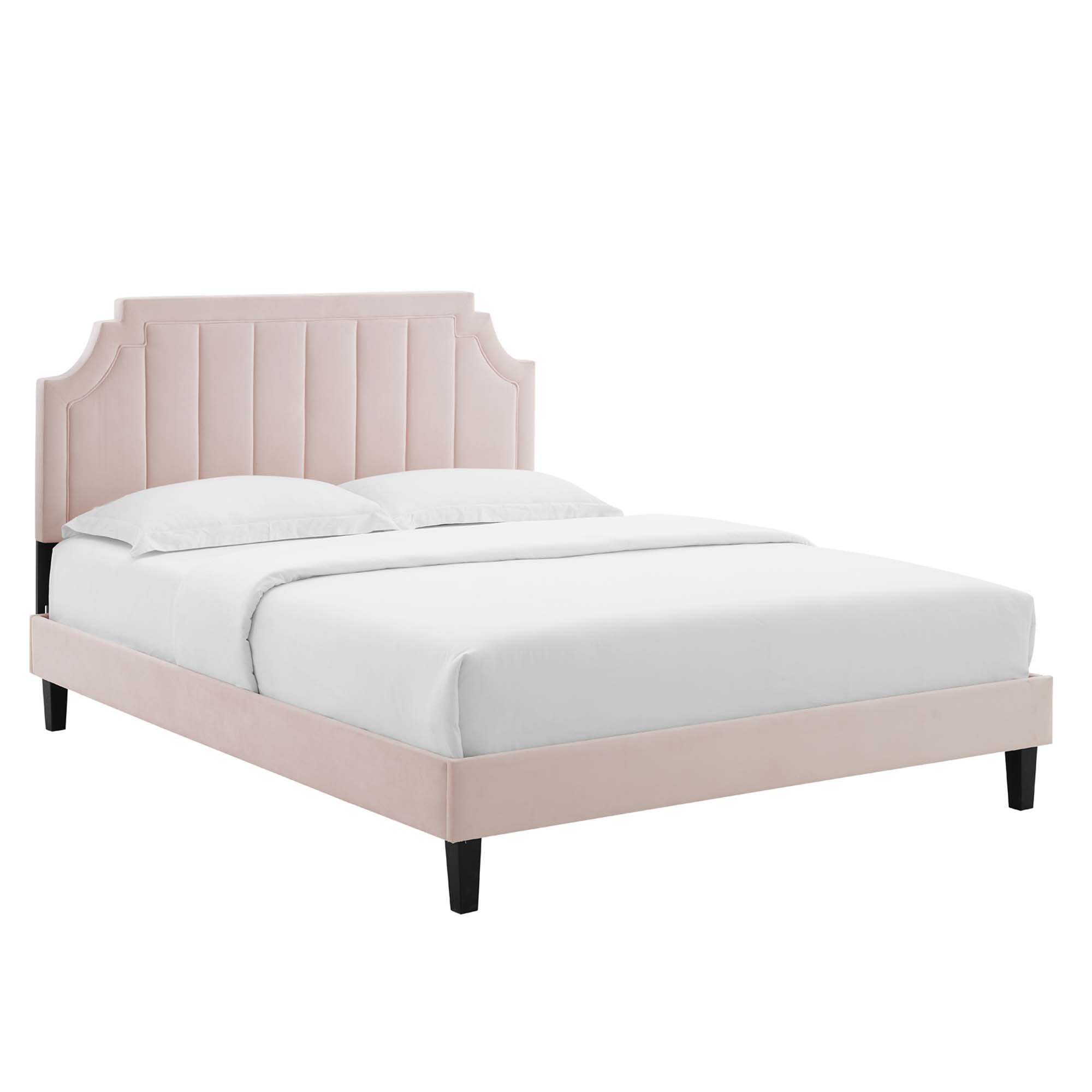 Sienna Performance Velvet Full Platform Bed, Pink