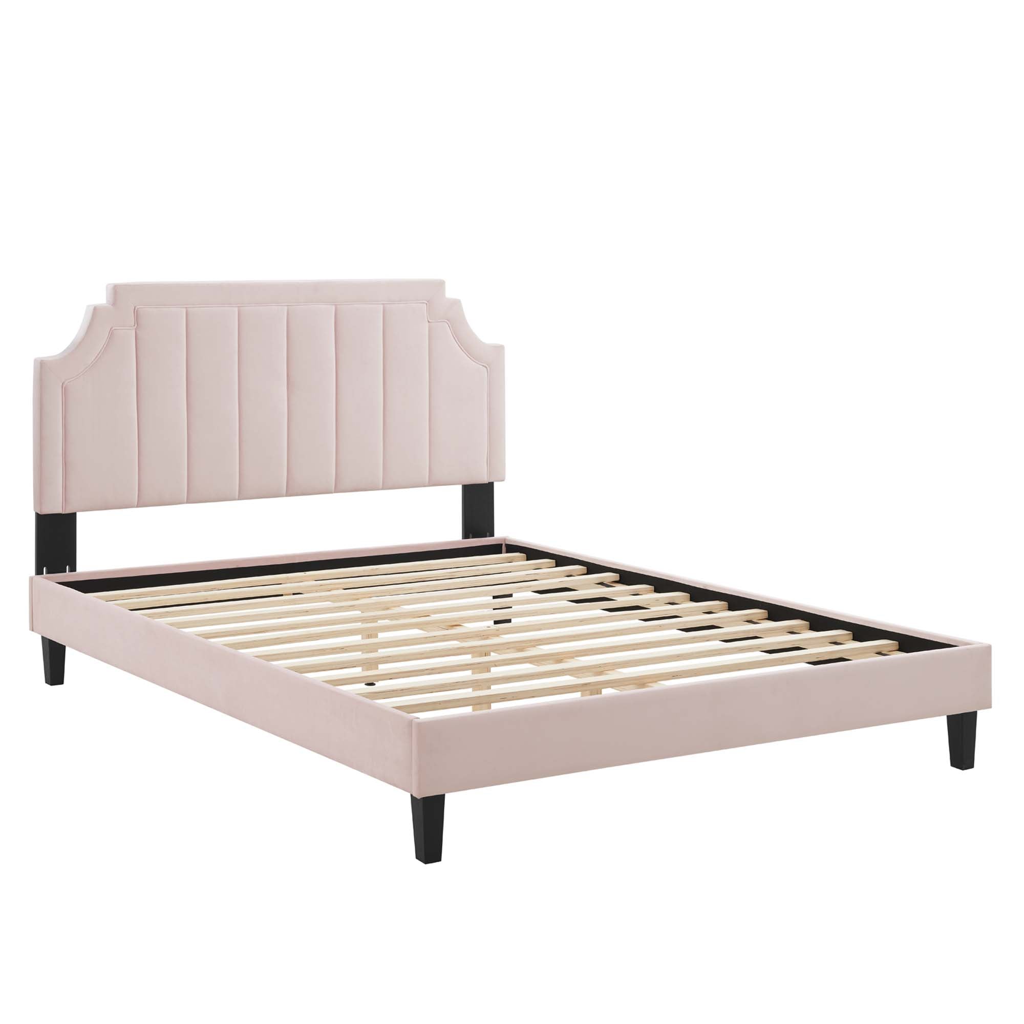 Sienna Performance Velvet Full Platform Bed, Pink