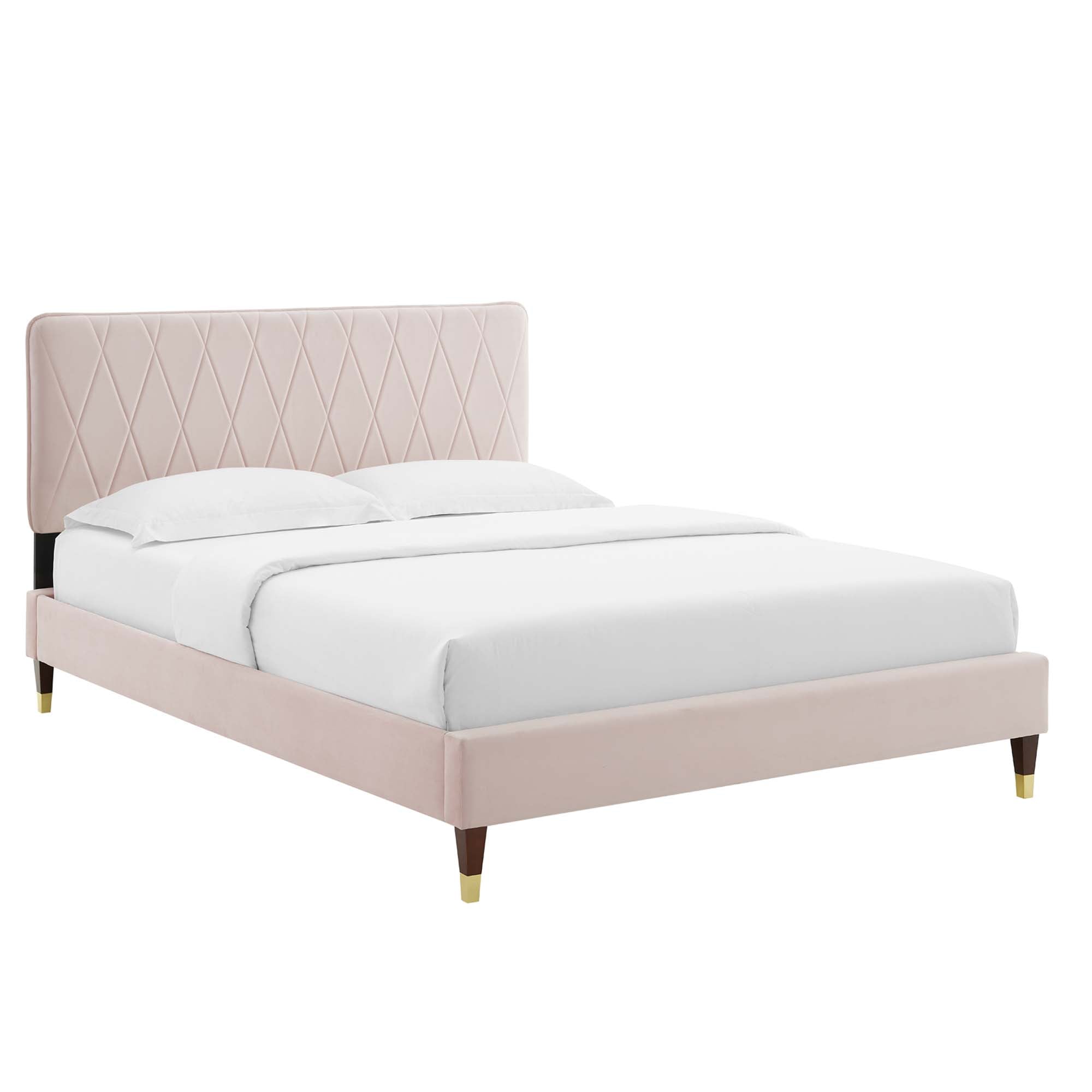 Phillipa Dusty Rose Performance Velvet Full Platform Bed