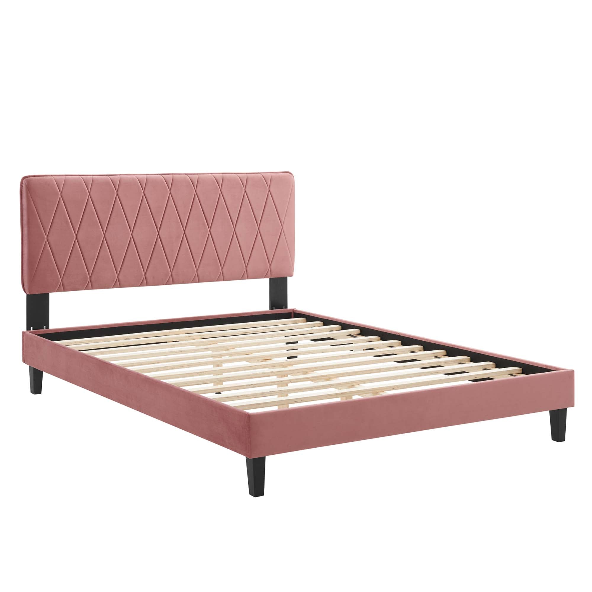 Phillipa Dusty Rose Performance Velvet Full Platform Bed