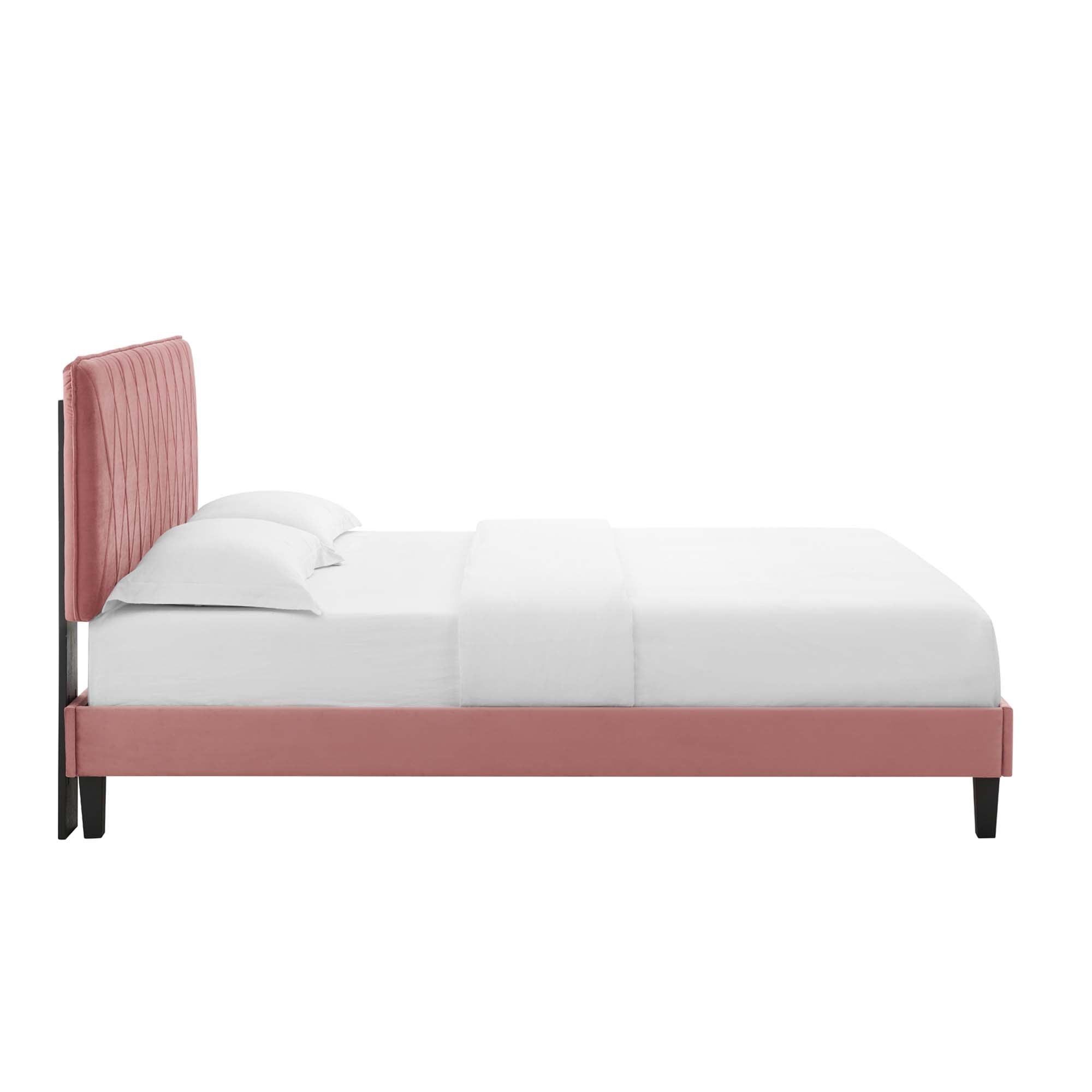 Phillipa Dusty Rose Performance Velvet Full Platform Bed