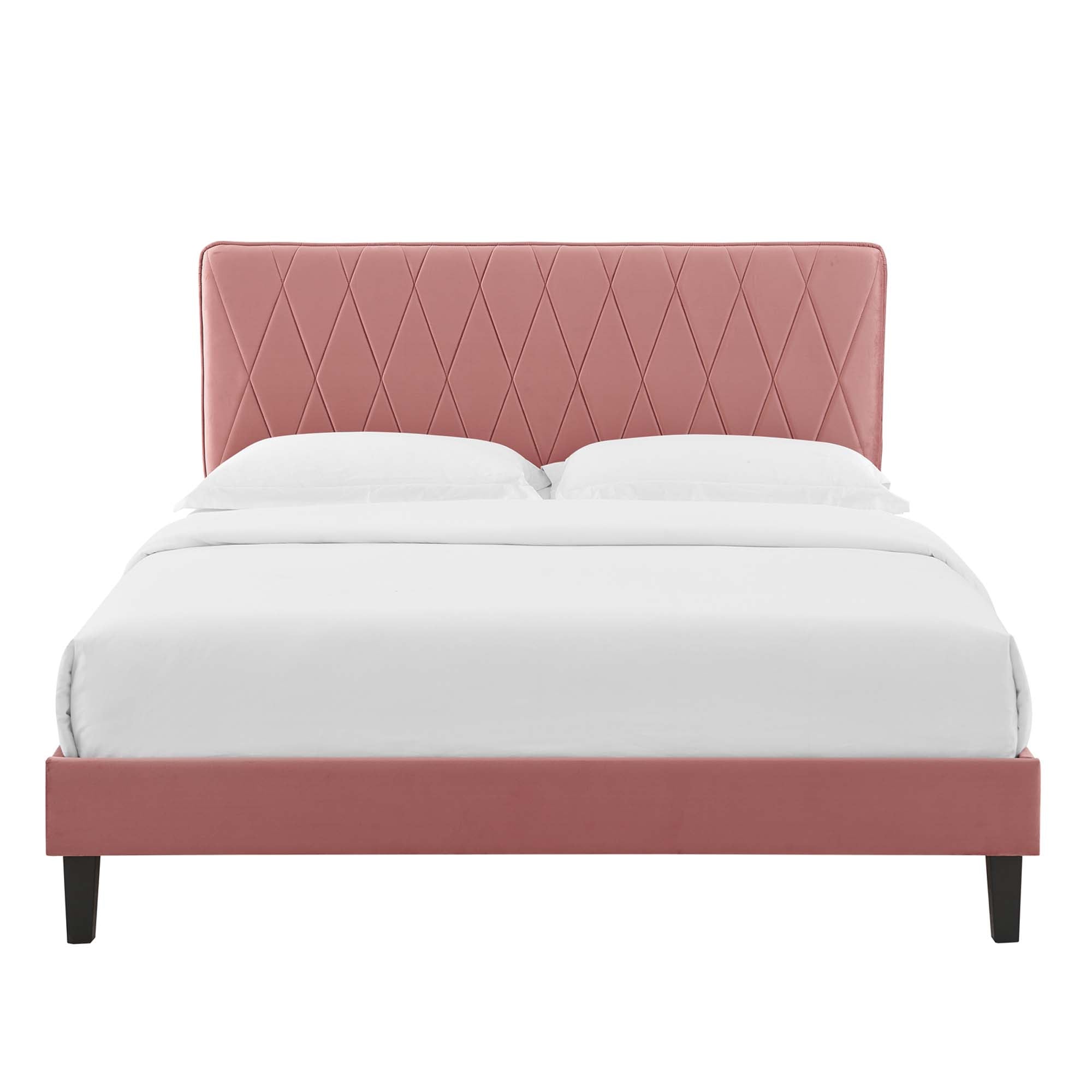 Phillipa Dusty Rose Performance Velvet Full Platform Bed