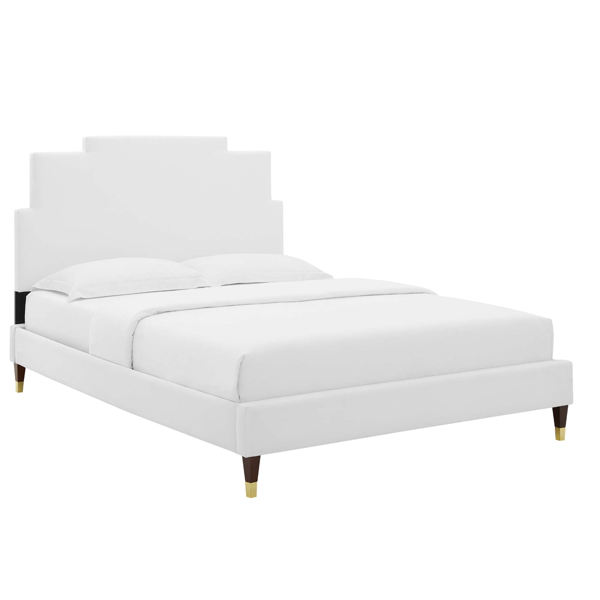 Lindsey White Performance Velvet King Platform Bed