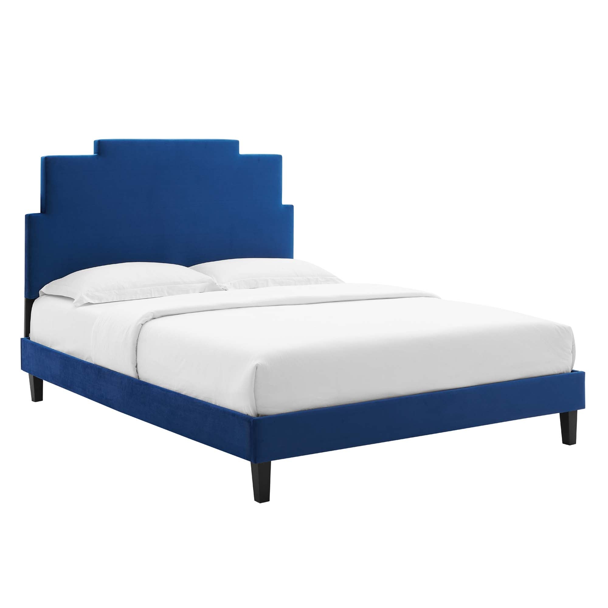 Lindsey White Performance Velvet King Platform Bed