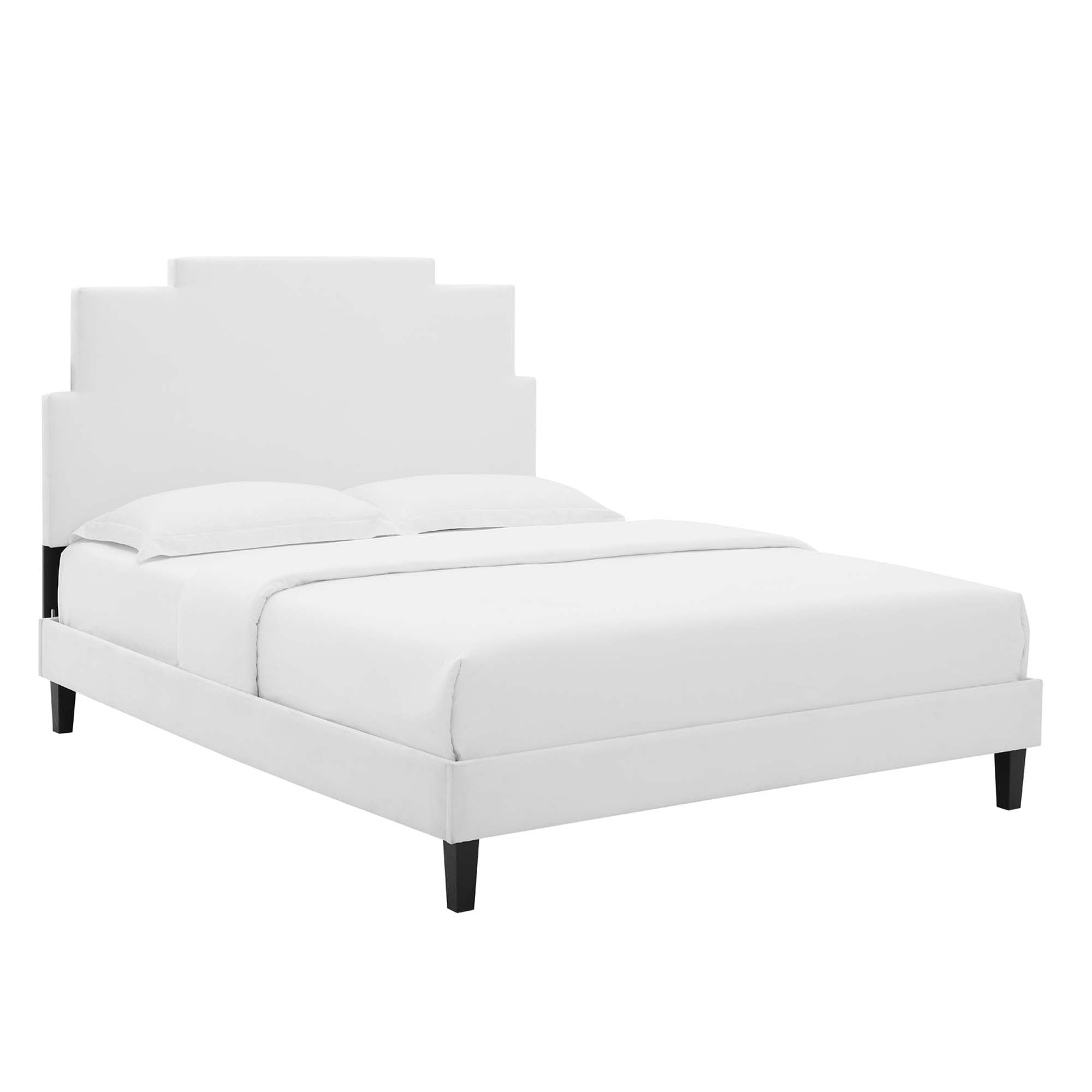 Lindsey White Performance Velvet King Platform Bed