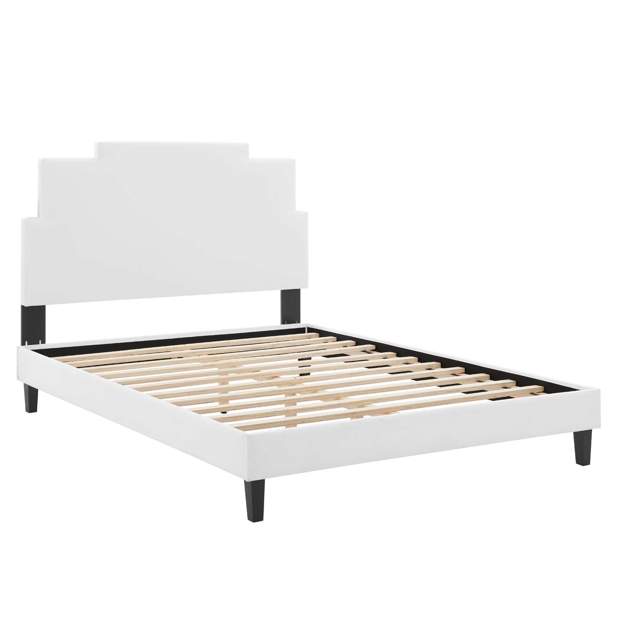 Lindsey White Performance Velvet King Platform Bed