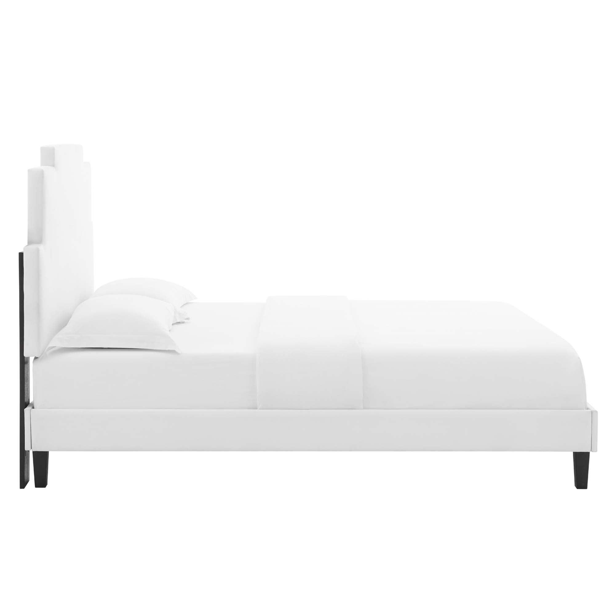 Lindsey White Performance Velvet King Platform Bed