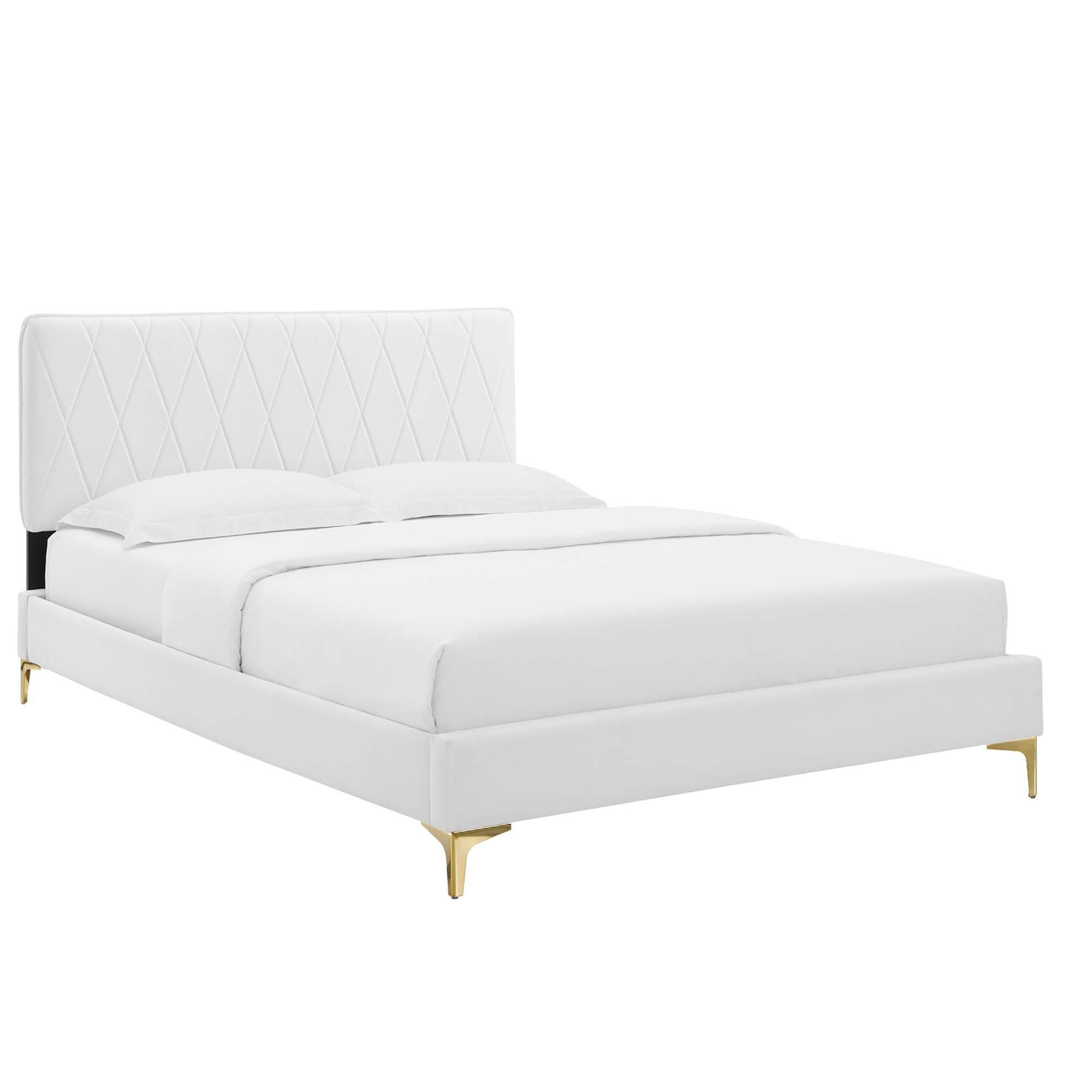 Phillipa White Performance Velvet King Platform Bed