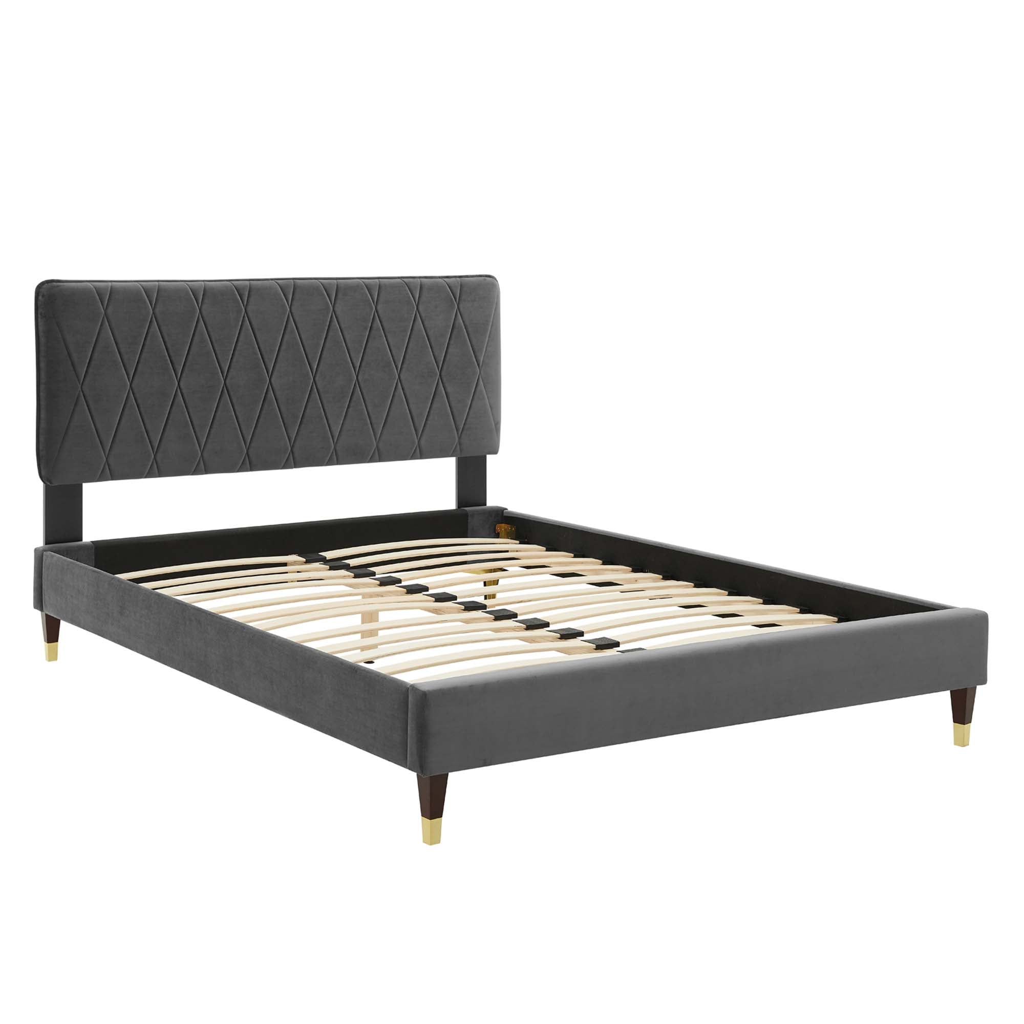 Phillipa Charcoal Performance Velvet King Platform Bed