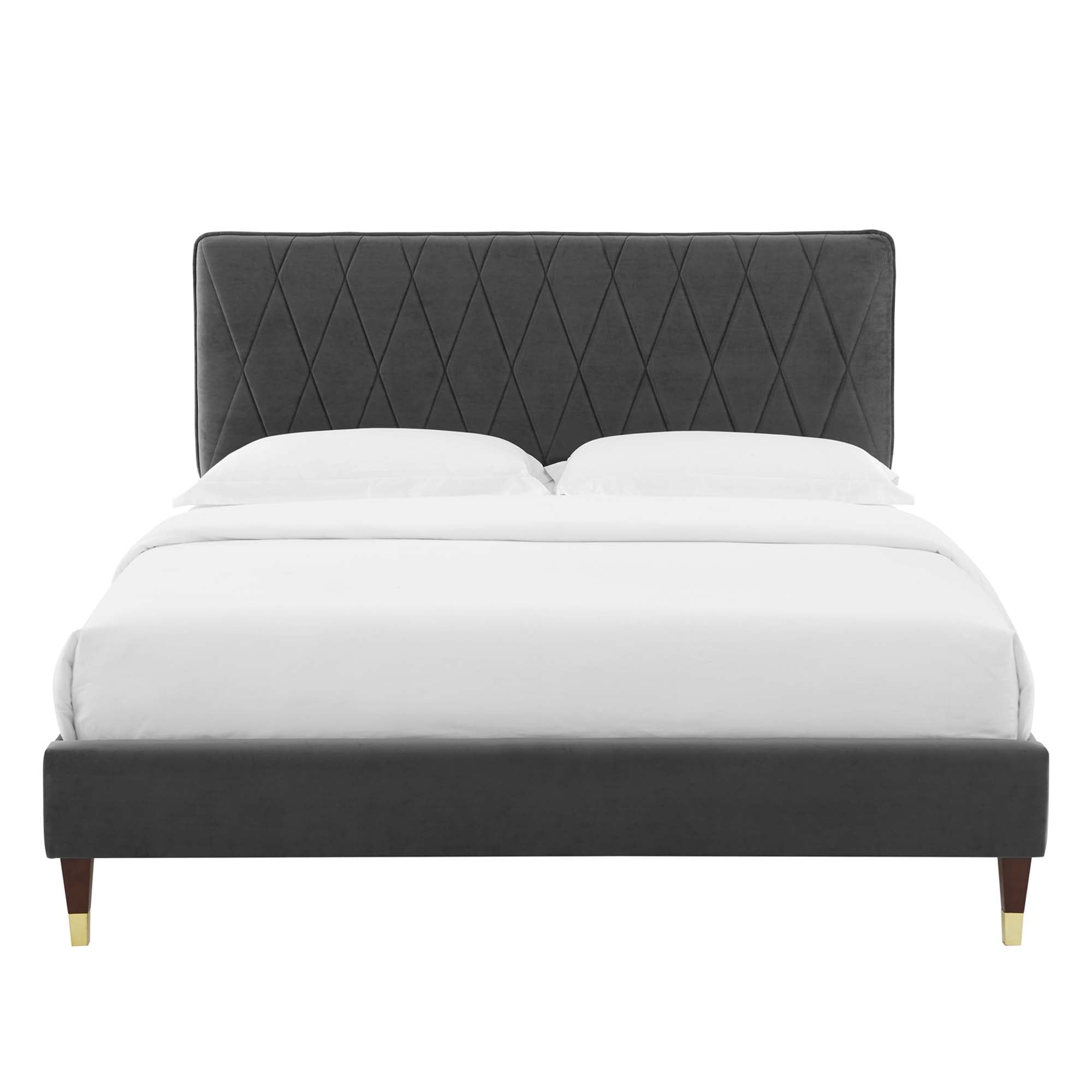 Phillipa Charcoal Performance Velvet King Platform Bed