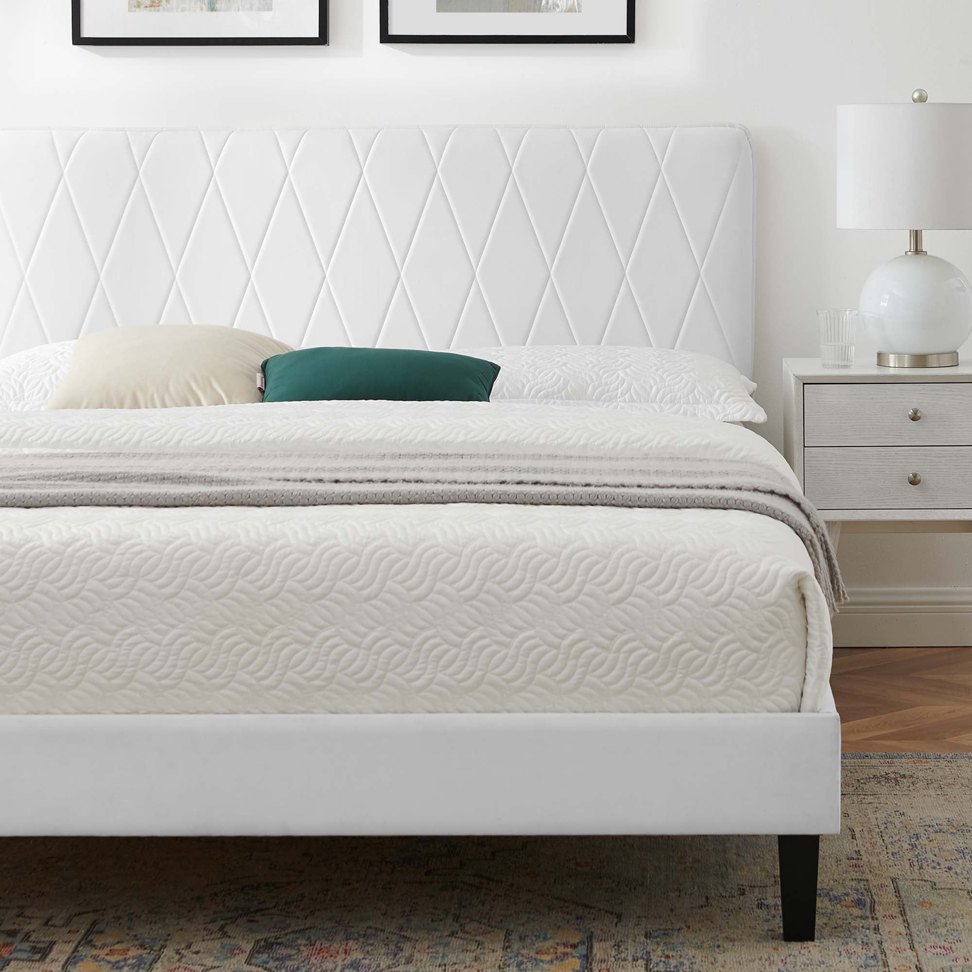 Phillipa White Performance Velvet King Platform Bed