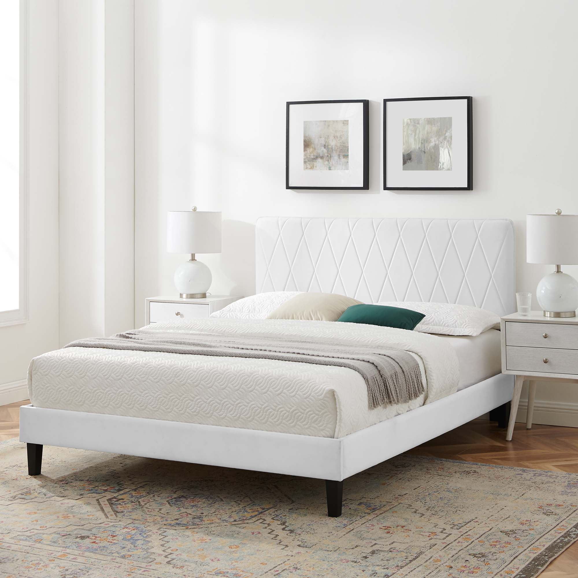 Phillipa White Performance Velvet King Platform Bed