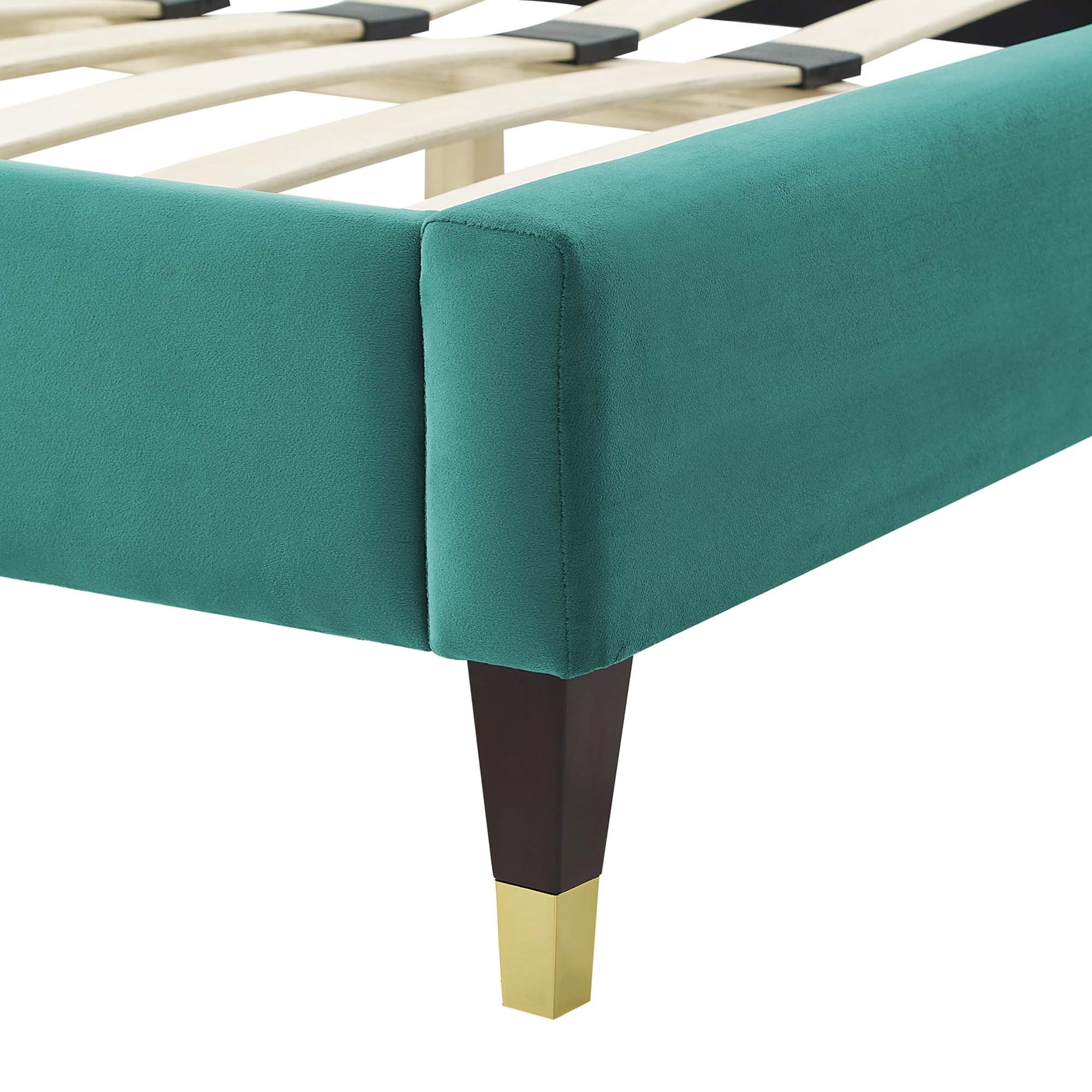 Alexandria Teal Tufted Performance Velvet Twin Platform Bed