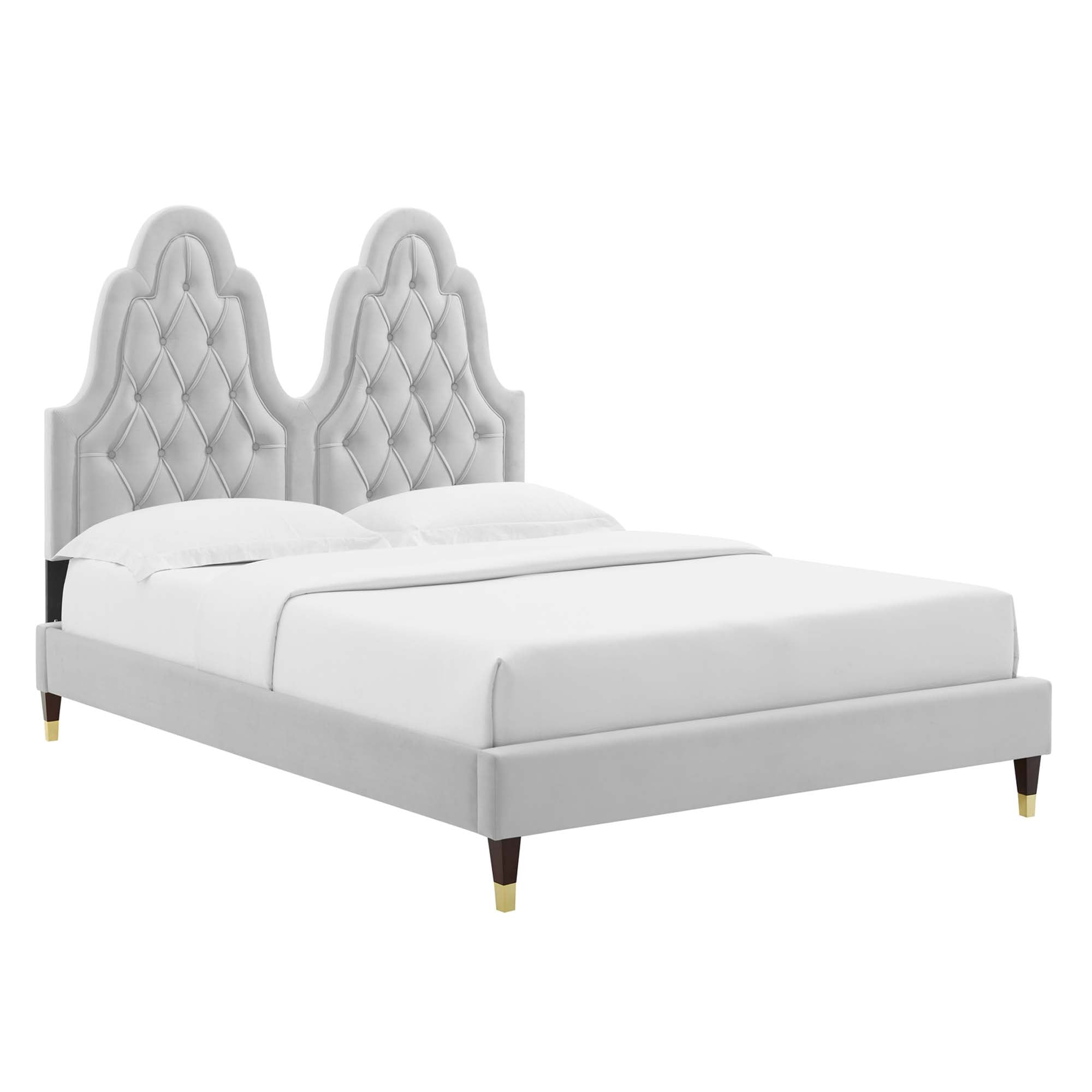 Alexandria Mint Tufted Performance Velvet Full Platform Bed